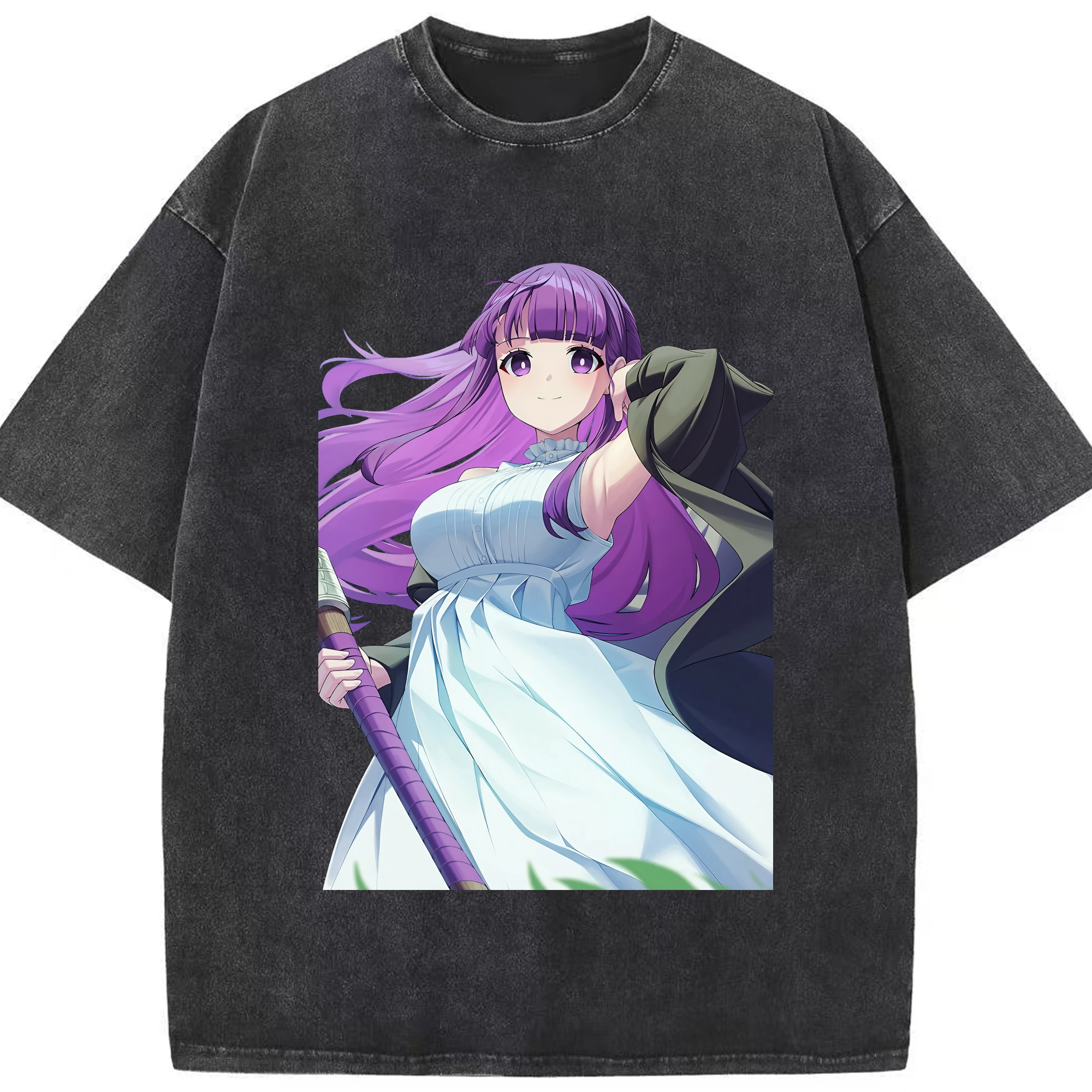（画像用） 葬送のフリーレン Frieren 綿100% ヴィンテージ風 半袖Tシャツ（フロントプリント）