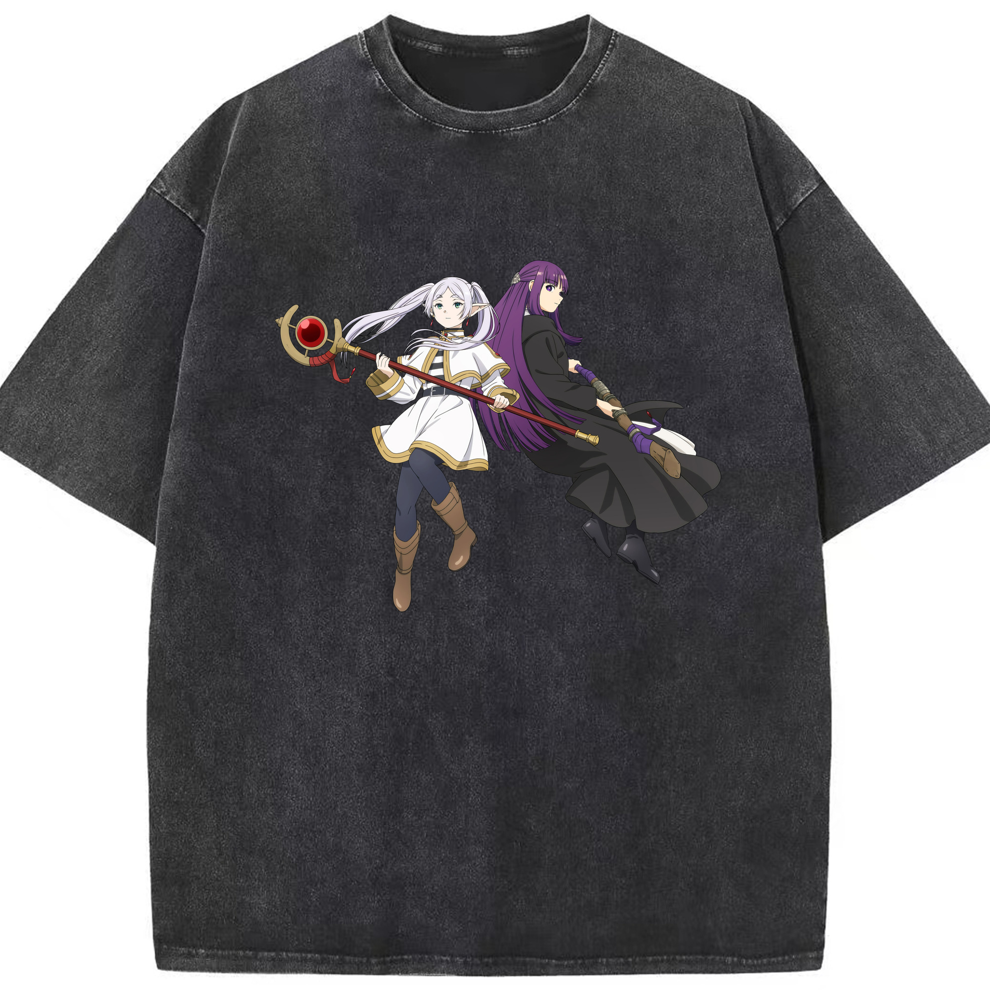 （画像用） 葬送のフリーレン Frieren 綿100% ヴィンテージ風 半袖Tシャツ（フロントプリント）