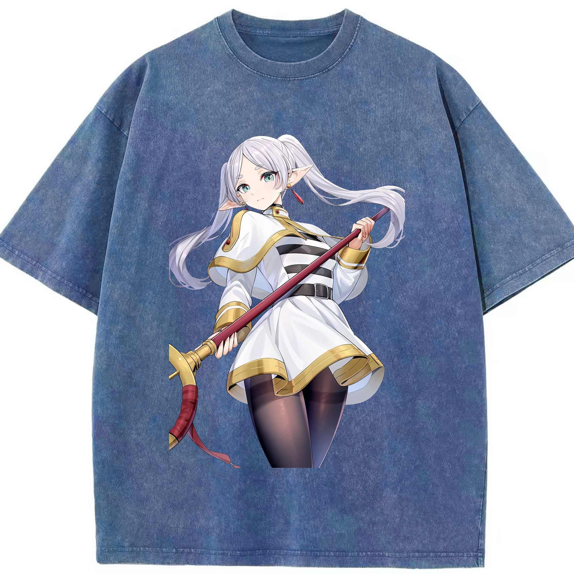 （画像用） 葬送のフリーレン Frieren 綿100% ヴィンテージ風 半袖Tシャツ（フロントプリント）