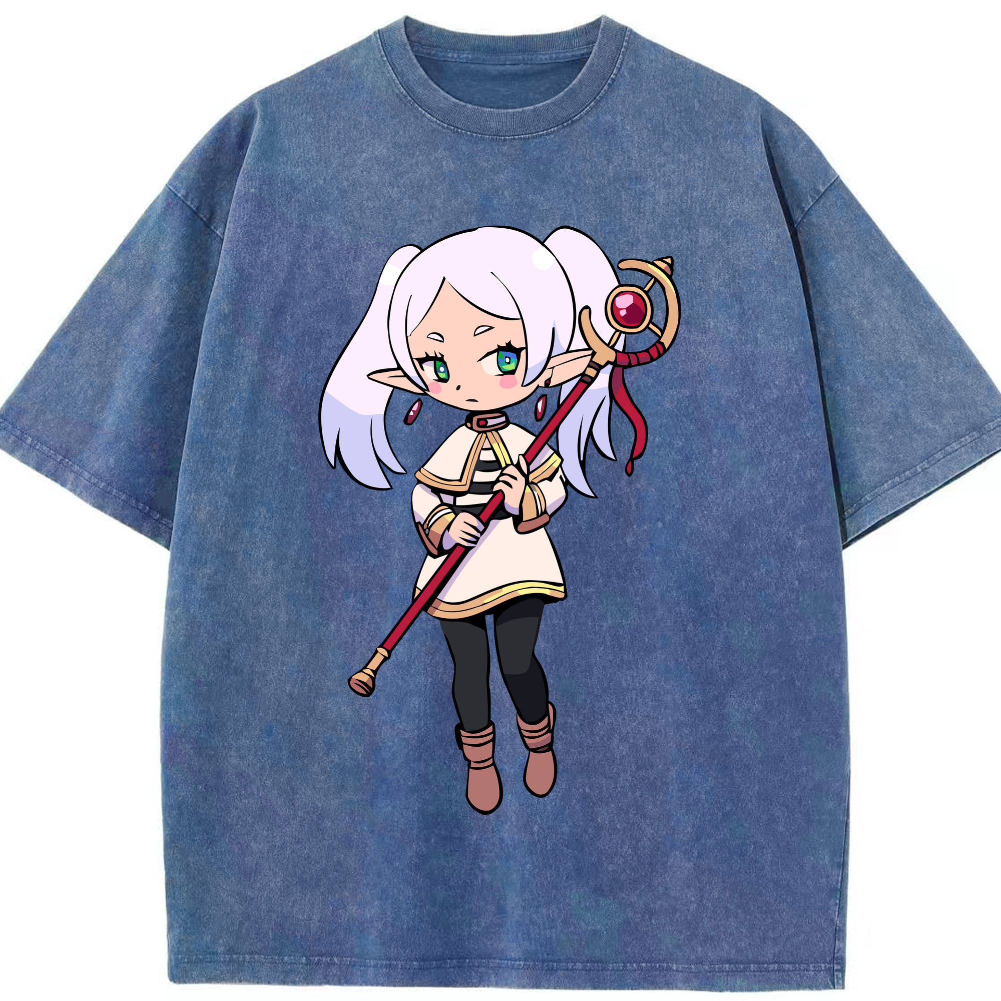 （画像用） 葬送のフリーレン Frieren 綿100% ヴィンテージ風 半袖Tシャツ（フロントプリント）