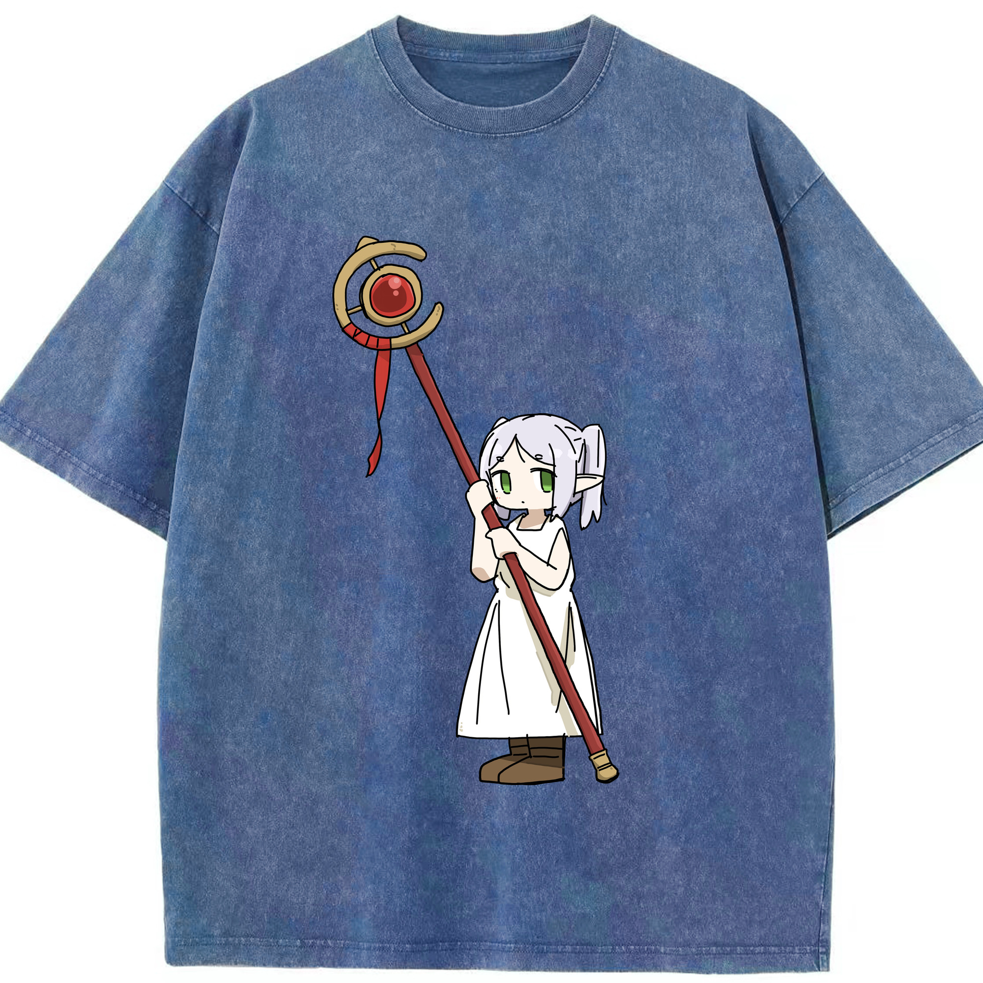 （画像用） 葬送のフリーレン Frieren 綿100% ヴィンテージ風 半袖Tシャツ（フロントプリント）