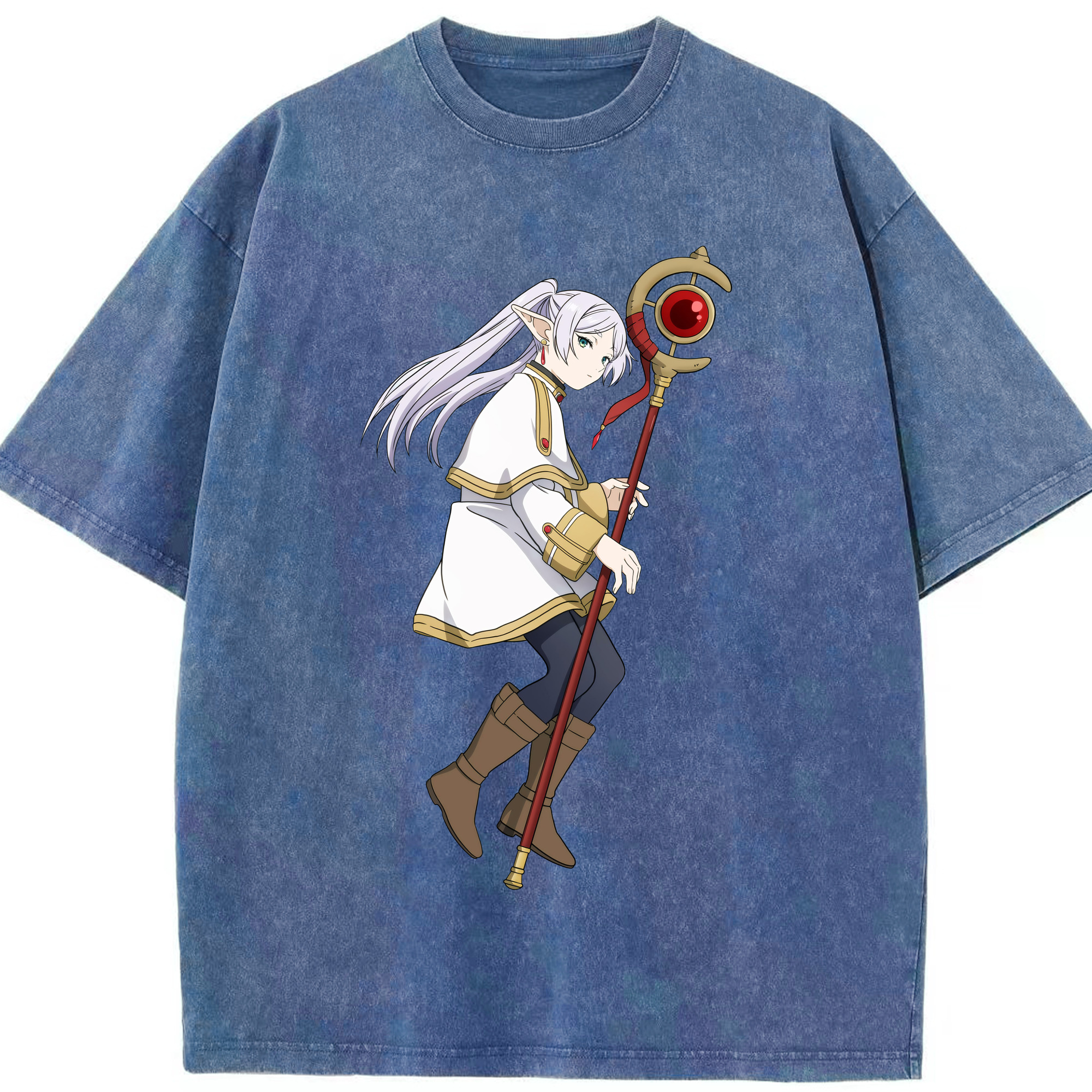 （画像用） 葬送のフリーレン Frieren 綿100% ヴィンテージ風 半袖Tシャツ（フロントプリント）