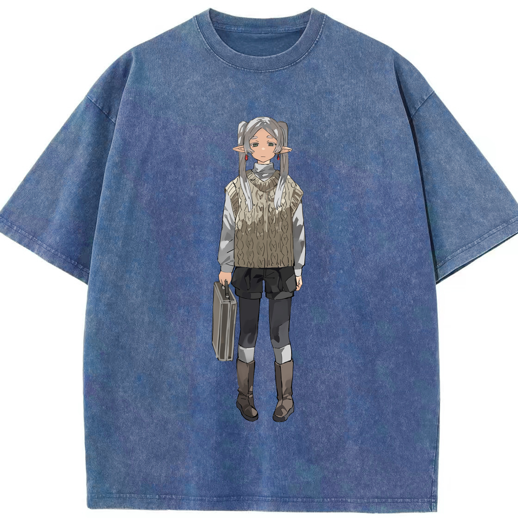 （画像用） 葬送のフリーレン Frieren 綿100% ヴィンテージ風 半袖Tシャツ（フロントプリント）
