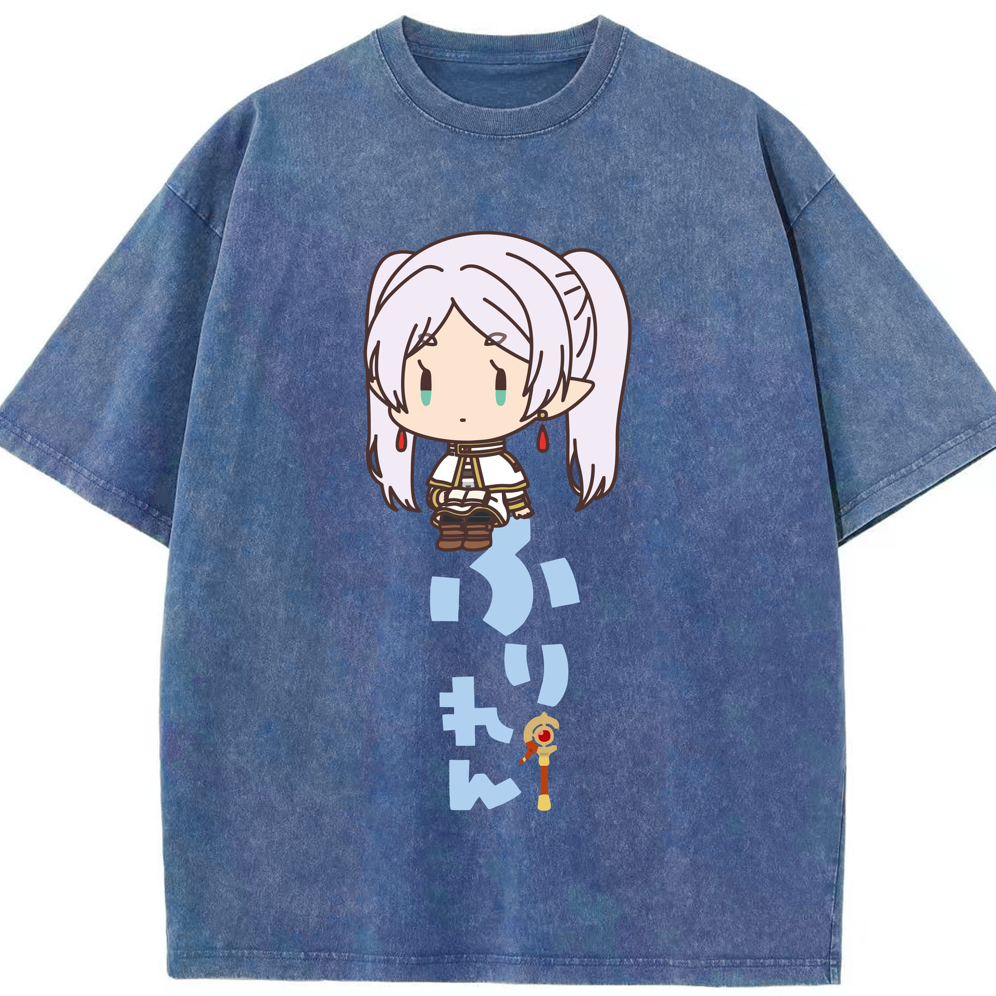 （画像用） 葬送のフリーレン Frieren 綿100% ヴィンテージ風 半袖Tシャツ（フロントプリント）