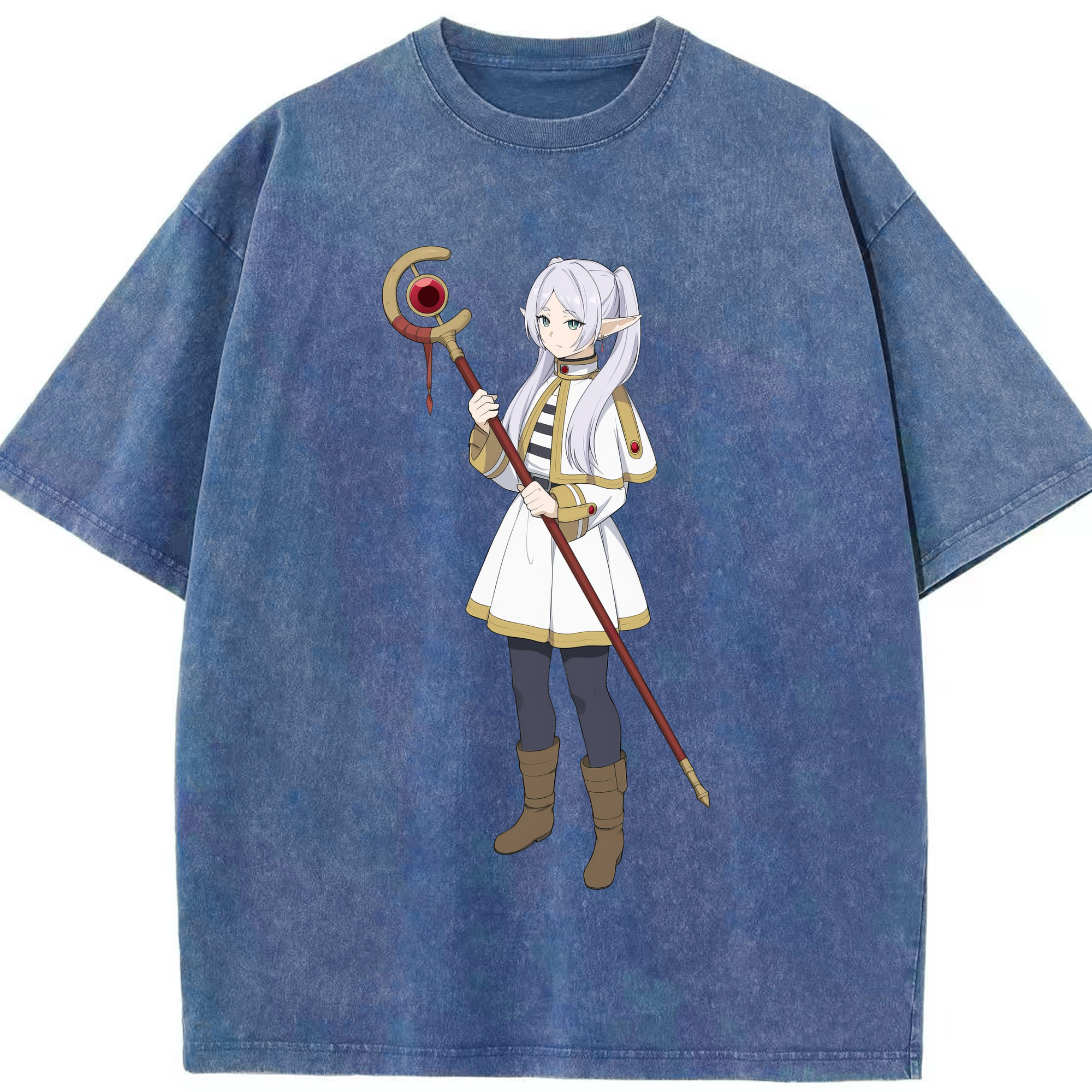 （画像用） 葬送のフリーレン Frieren 綿100% ヴィンテージ風 半袖Tシャツ（フロントプリント）