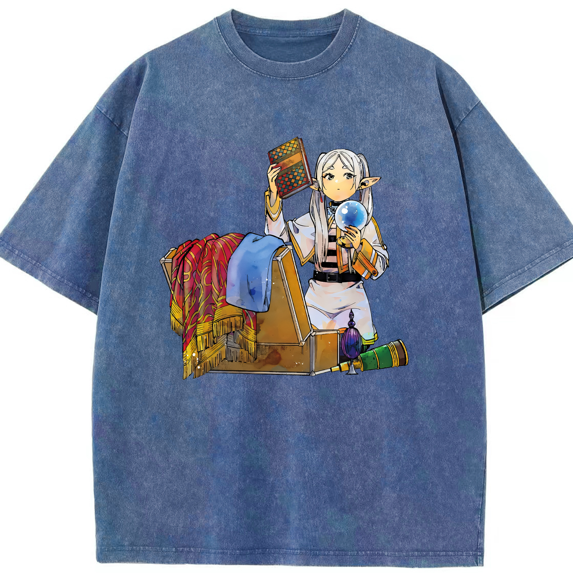 （画像用） 葬送のフリーレン Frieren 綿100% ヴィンテージ風 半袖Tシャツ（フロントプリント）