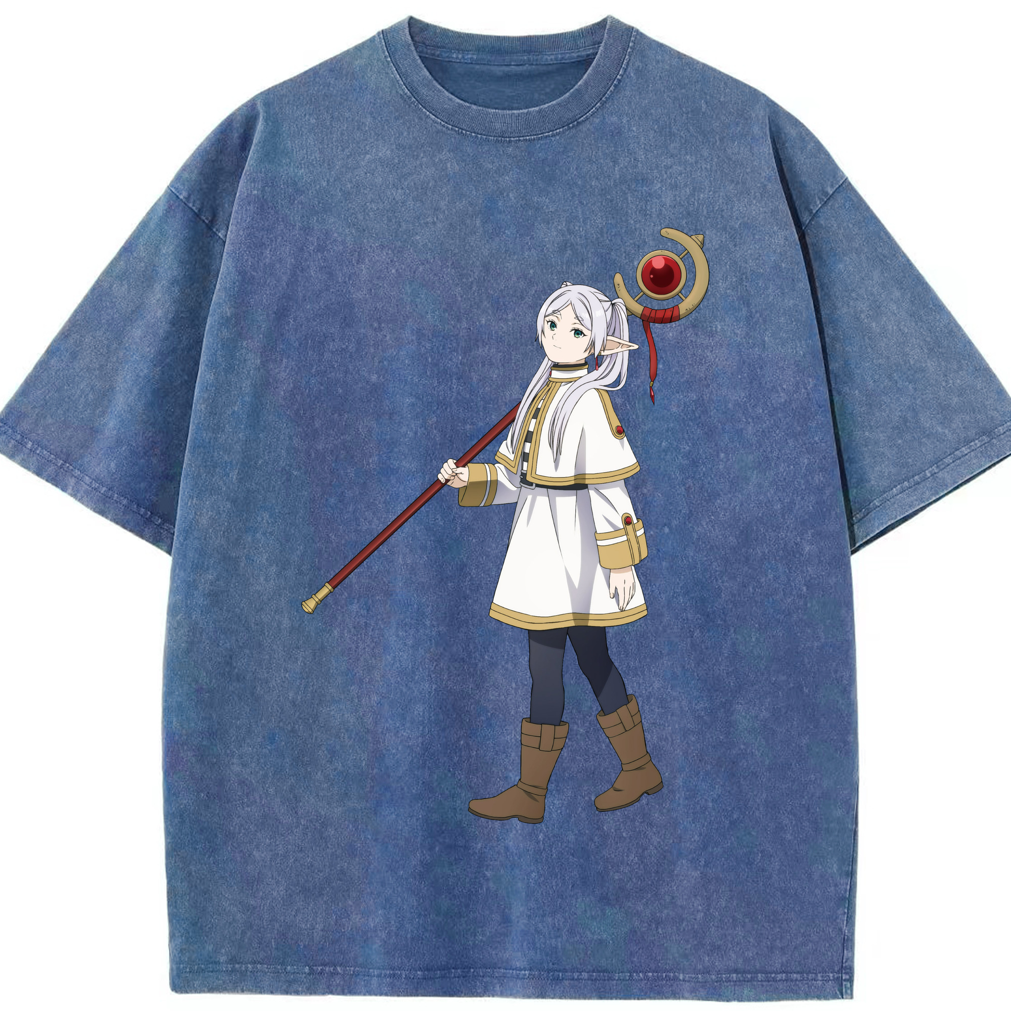 （画像用） 葬送のフリーレン Frieren 綿100% ヴィンテージ風 半袖Tシャツ（フロントプリント）