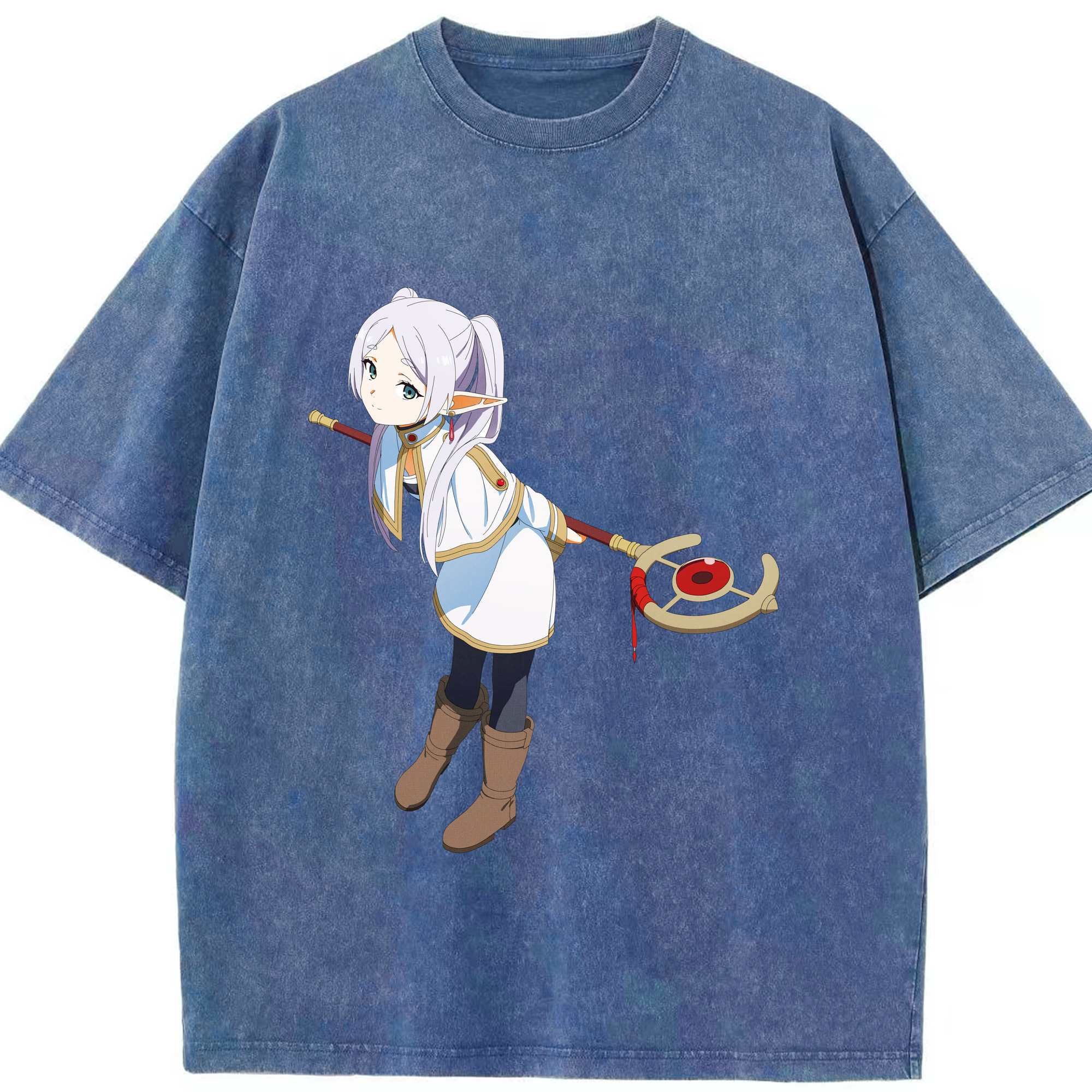 （画像用） 葬送のフリーレン Frieren 綿100% ヴィンテージ風 半袖Tシャツ（フロントプリント）