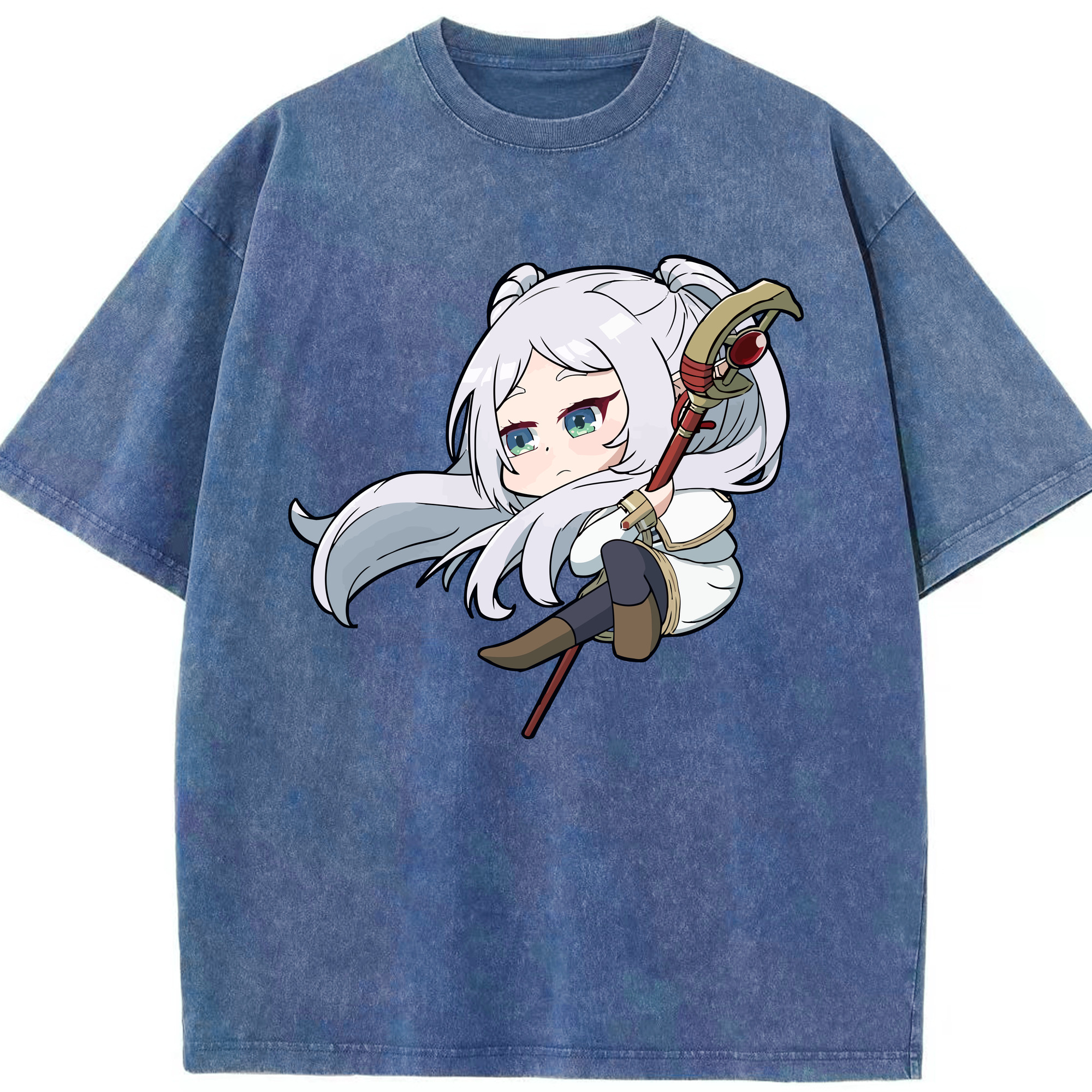（画像用） 葬送のフリーレン Frieren 綿100% ヴィンテージ風 半袖Tシャツ（フロントプリント）