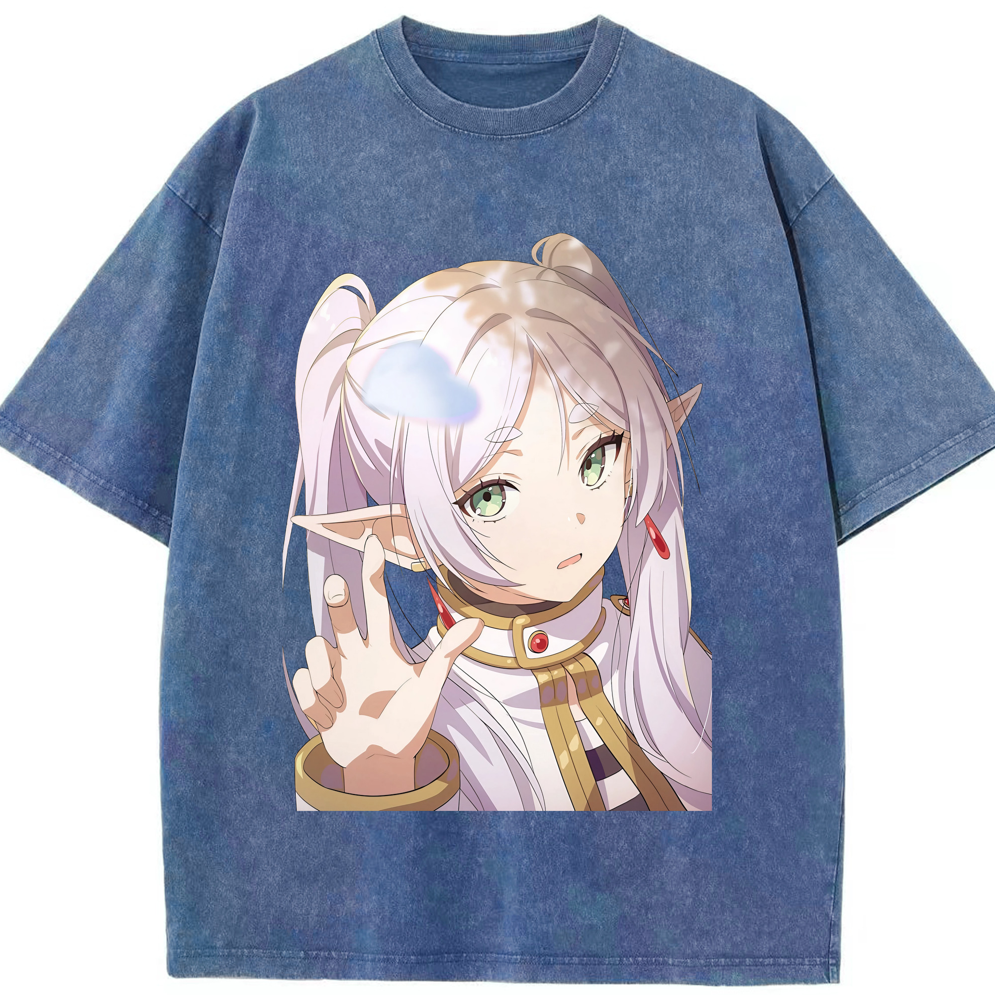 （画像用） 葬送のフリーレン Frieren 綿100% ヴィンテージ風 半袖Tシャツ（フロントプリント）
