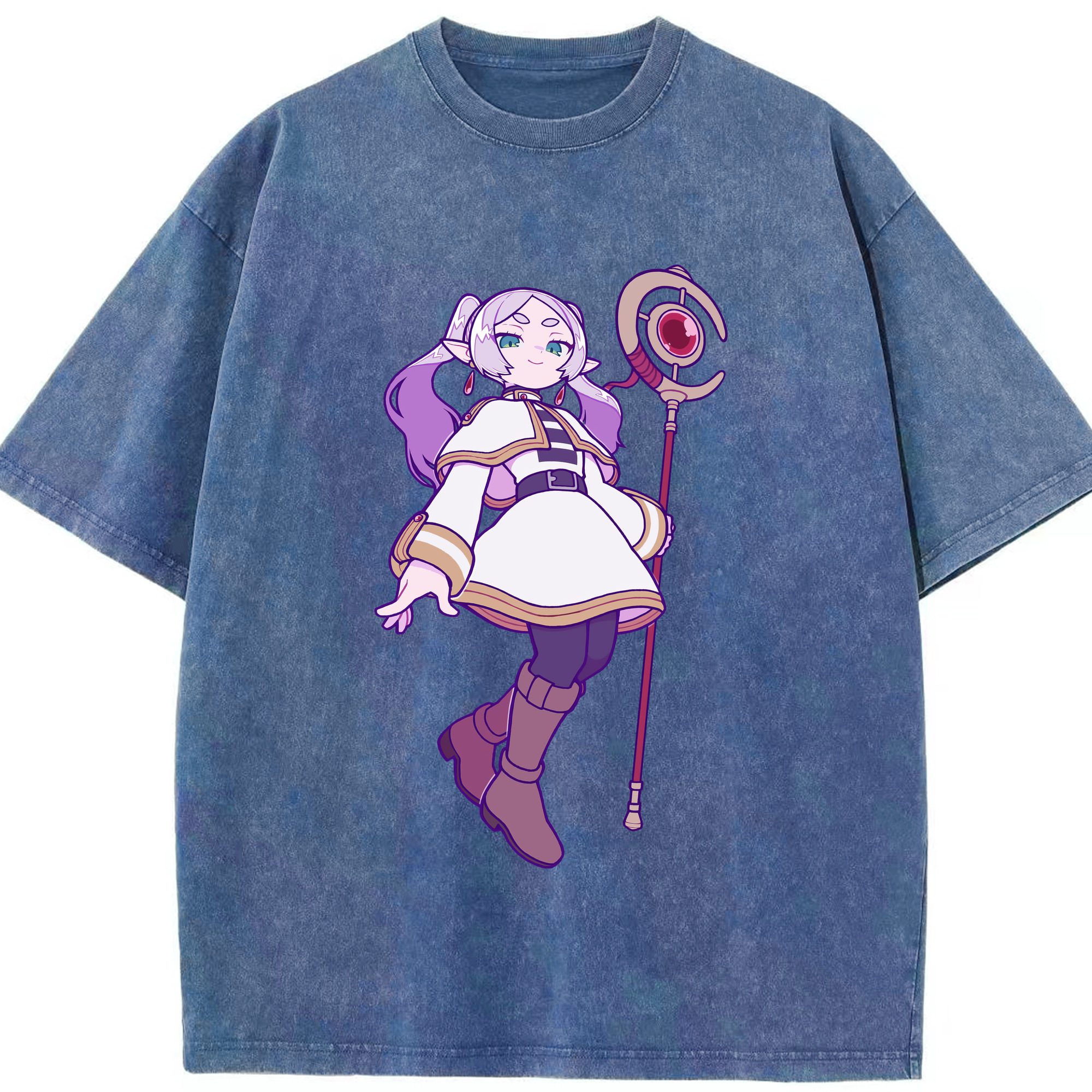 （画像用） 葬送のフリーレン Frieren 綿100% ヴィンテージ風 半袖Tシャツ（フロントプリント）