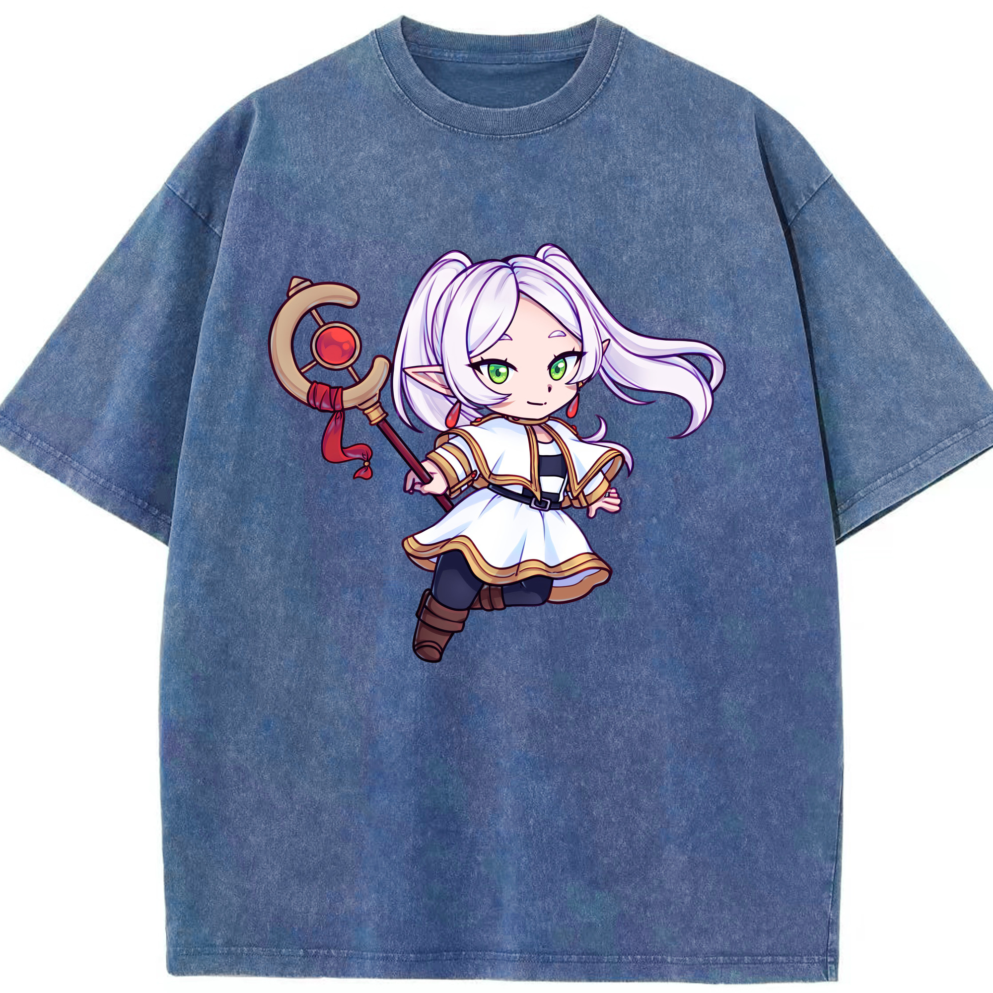 （画像用） 葬送のフリーレン Frieren 綿100% ヴィンテージ風 半袖Tシャツ（フロントプリント）