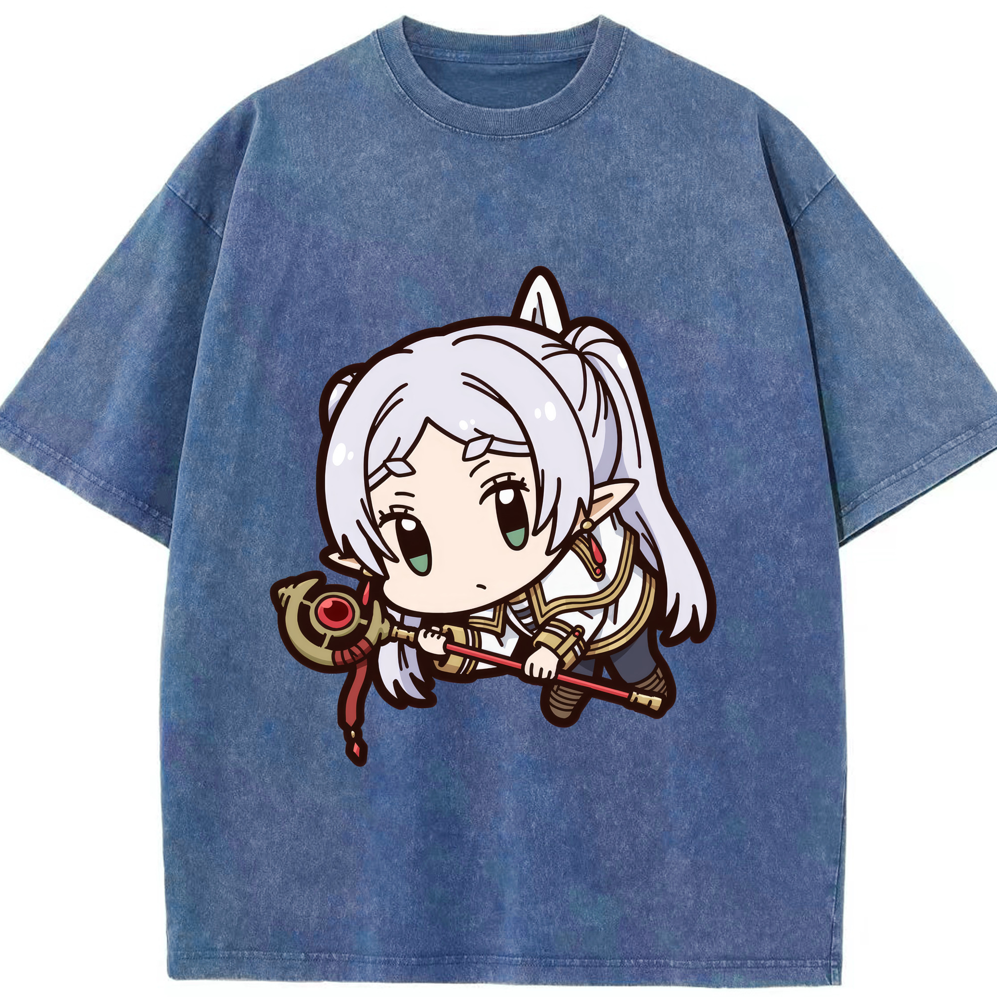 （画像用） 葬送のフリーレン Frieren 綿100% ヴィンテージ風 半袖Tシャツ（フロントプリント）
