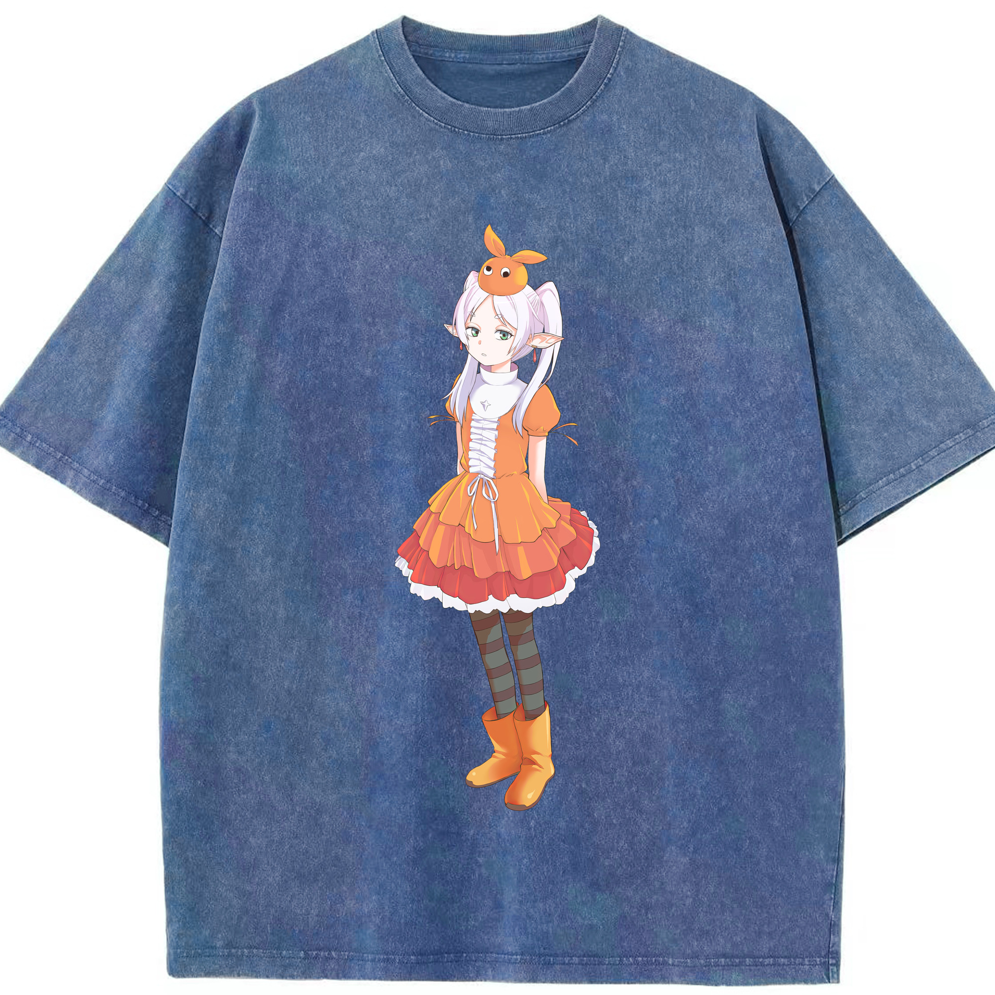 （画像用） 葬送のフリーレン Frieren 綿100% ヴィンテージ風 半袖Tシャツ（フロントプリント）