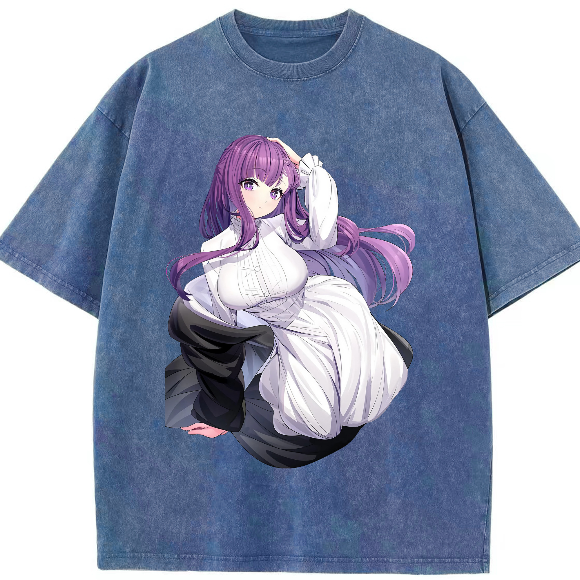 （画像用） 葬送のフリーレン Frieren 綿100% ヴィンテージ風 半袖Tシャツ（フロントプリント）