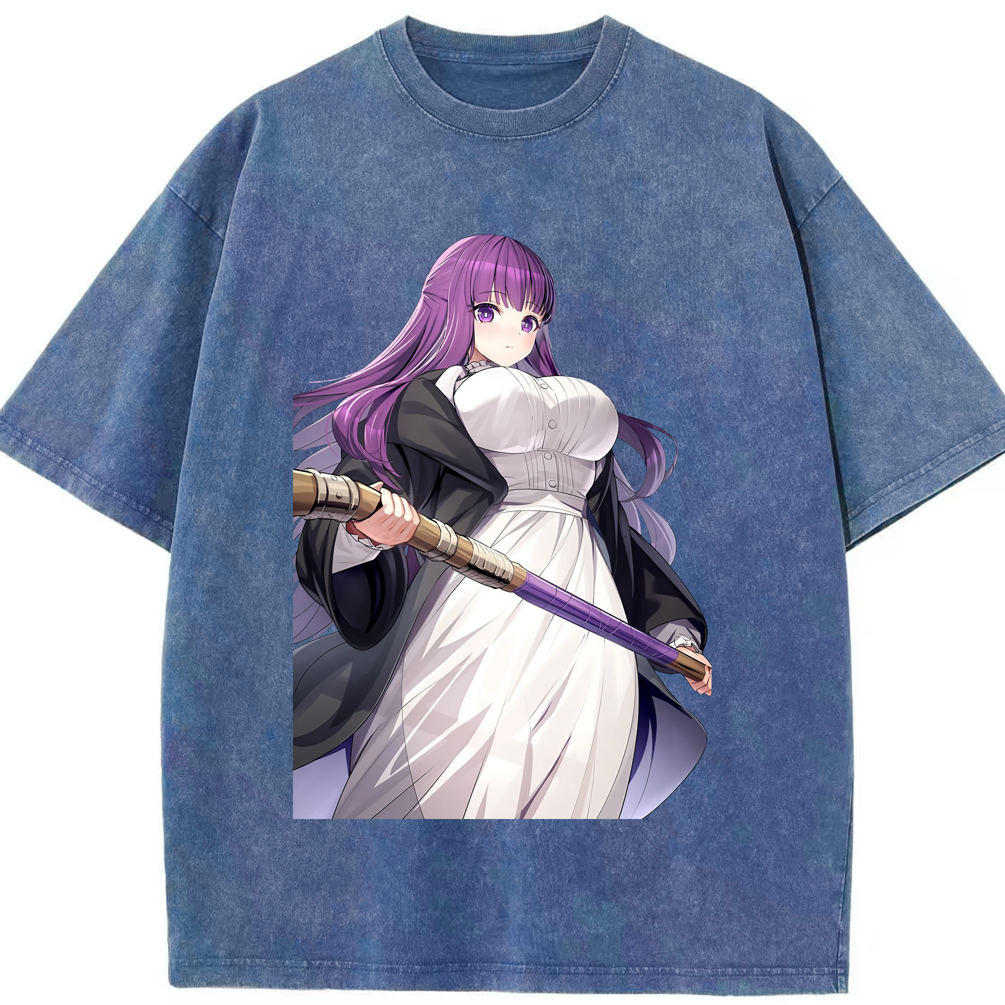 （画像用） 葬送のフリーレン Frieren 綿100% ヴィンテージ風 半袖Tシャツ（フロントプリント）