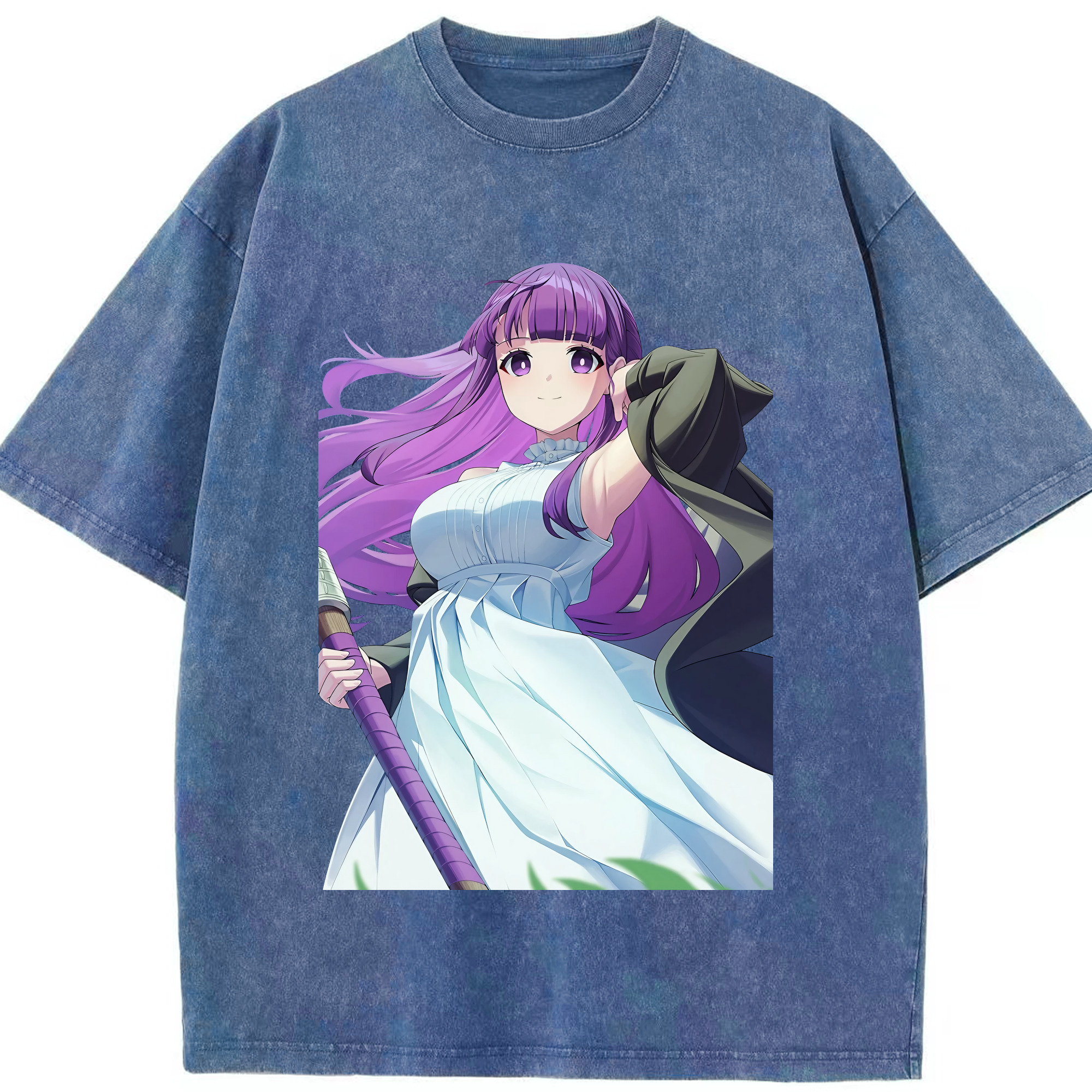 （画像用） 葬送のフリーレン Frieren 綿100% ヴィンテージ風 半袖Tシャツ（フロントプリント）