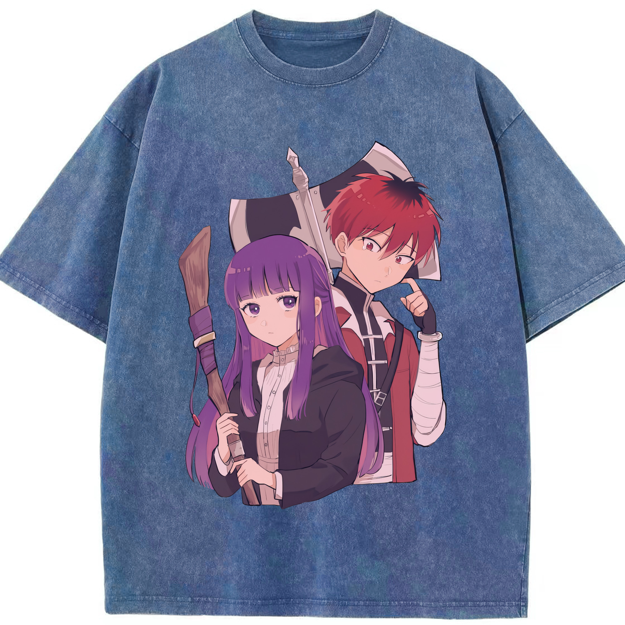 （画像用） 葬送のフリーレン Frieren 綿100% ヴィンテージ風 半袖Tシャツ（フロントプリント）