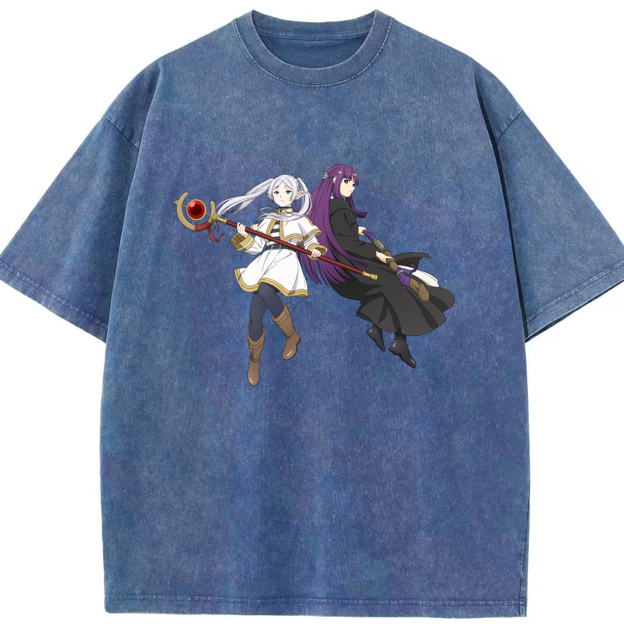 （画像用） 葬送のフリーレン Frieren 綿100% ヴィンテージ風 半袖Tシャツ（フロントプリント）