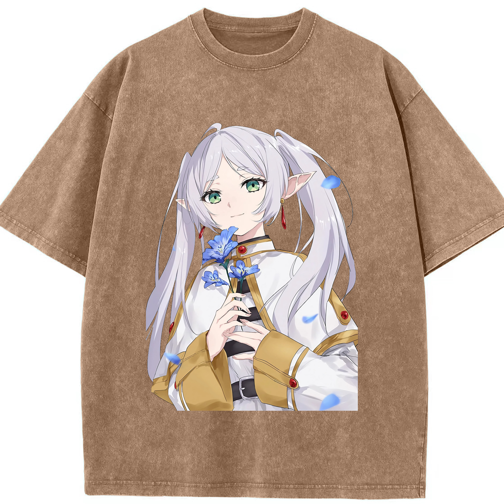 （画像用） 葬送のフリーレン Frieren 綿100% ヴィンテージ風 半袖Tシャツ（フロントプリント）