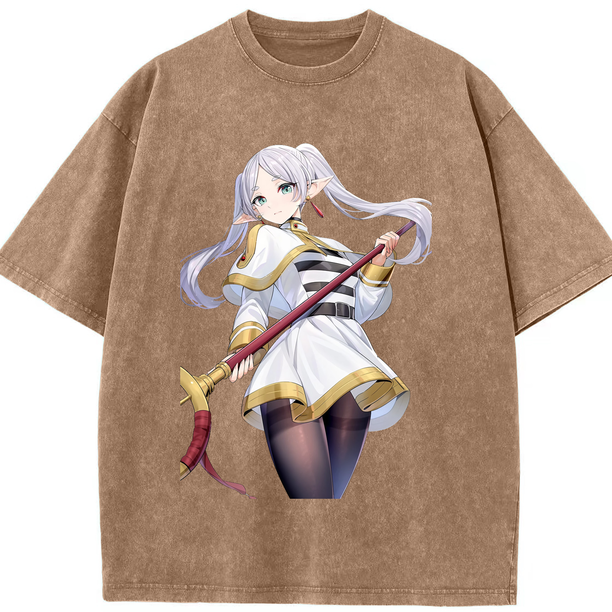 （画像用） 葬送のフリーレン Frieren 綿100% ヴィンテージ風 半袖Tシャツ（フロントプリント）