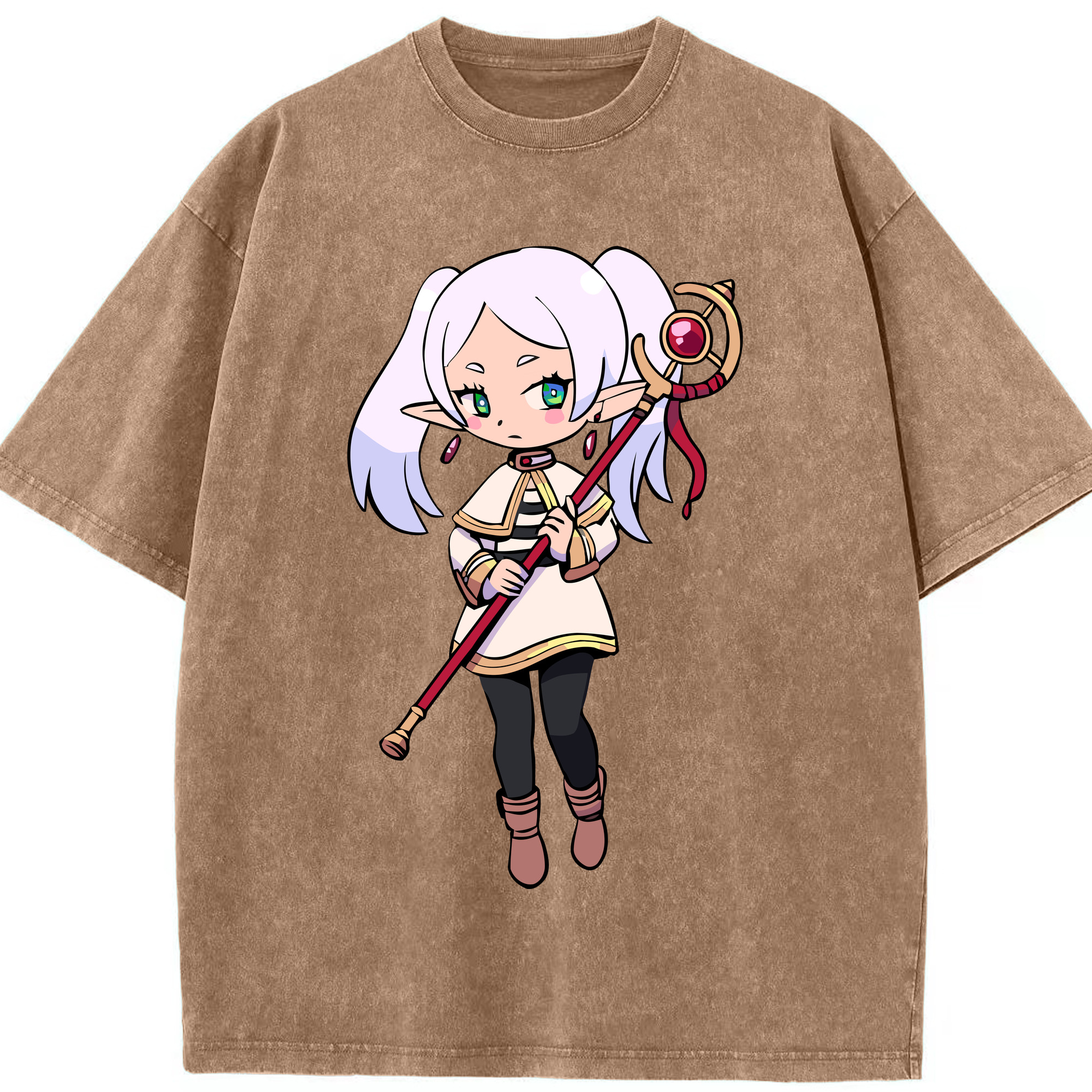 （画像用） 葬送のフリーレン Frieren 綿100% ヴィンテージ風 半袖Tシャツ（フロントプリント）