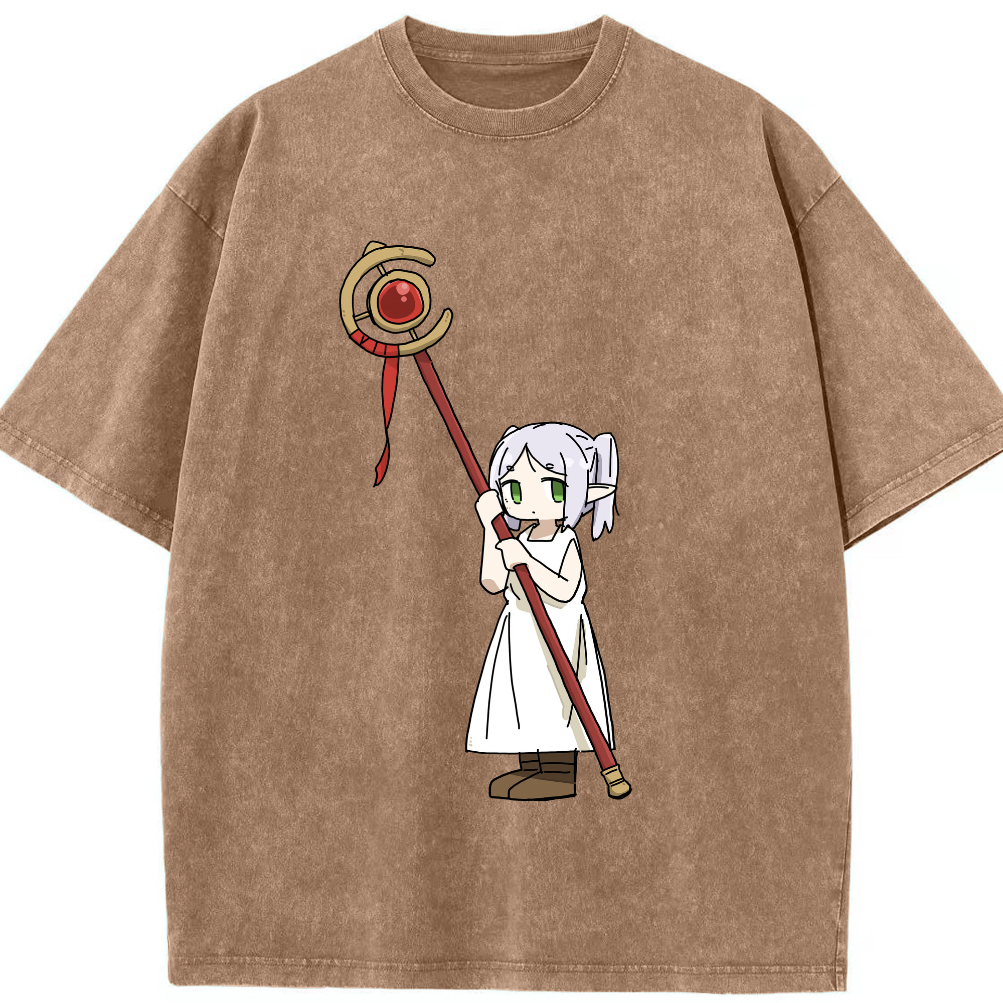 （画像用） 葬送のフリーレン Frieren 綿100% ヴィンテージ風 半袖Tシャツ（フロントプリント）