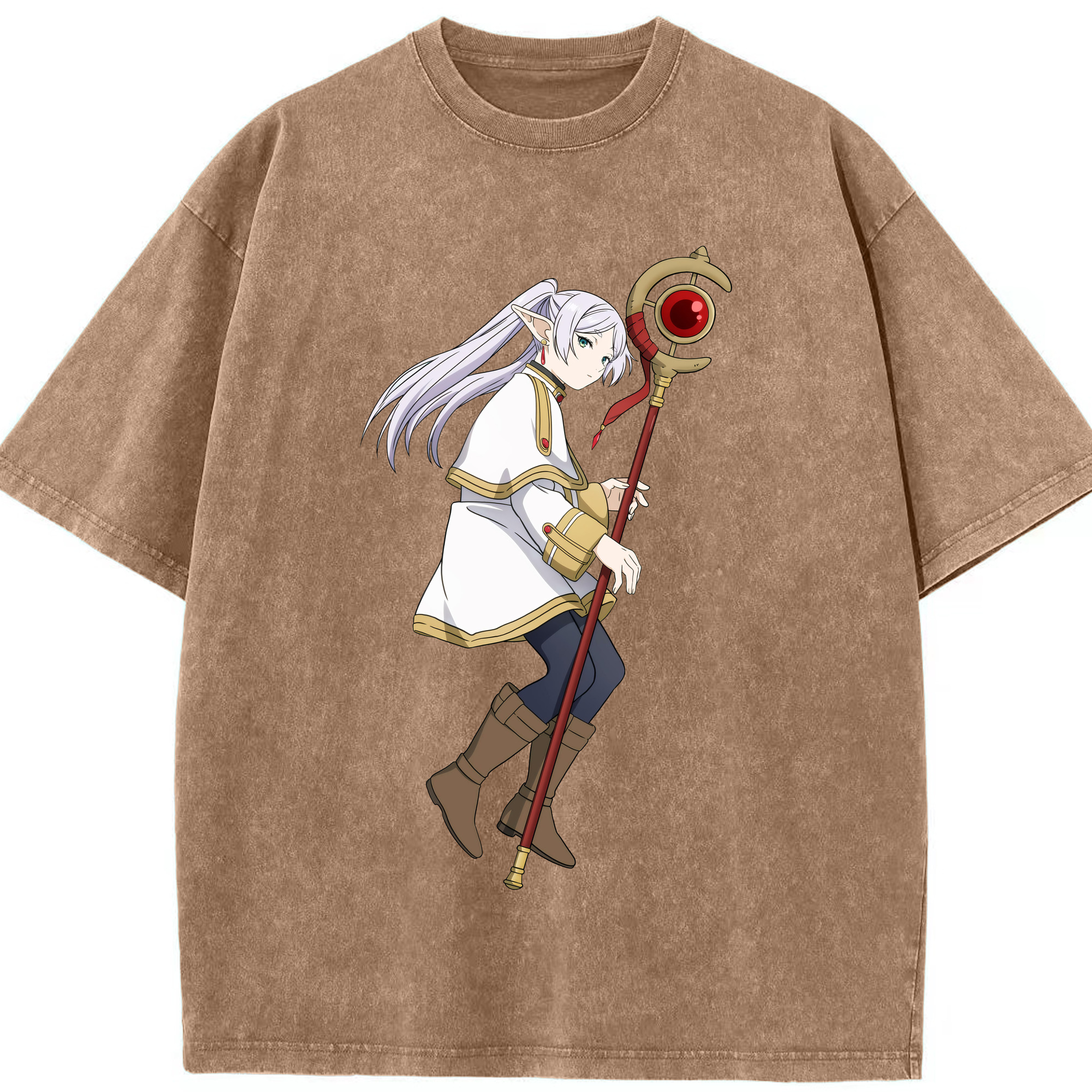 （画像用） 葬送のフリーレン Frieren 綿100% ヴィンテージ風 半袖Tシャツ（フロントプリント）