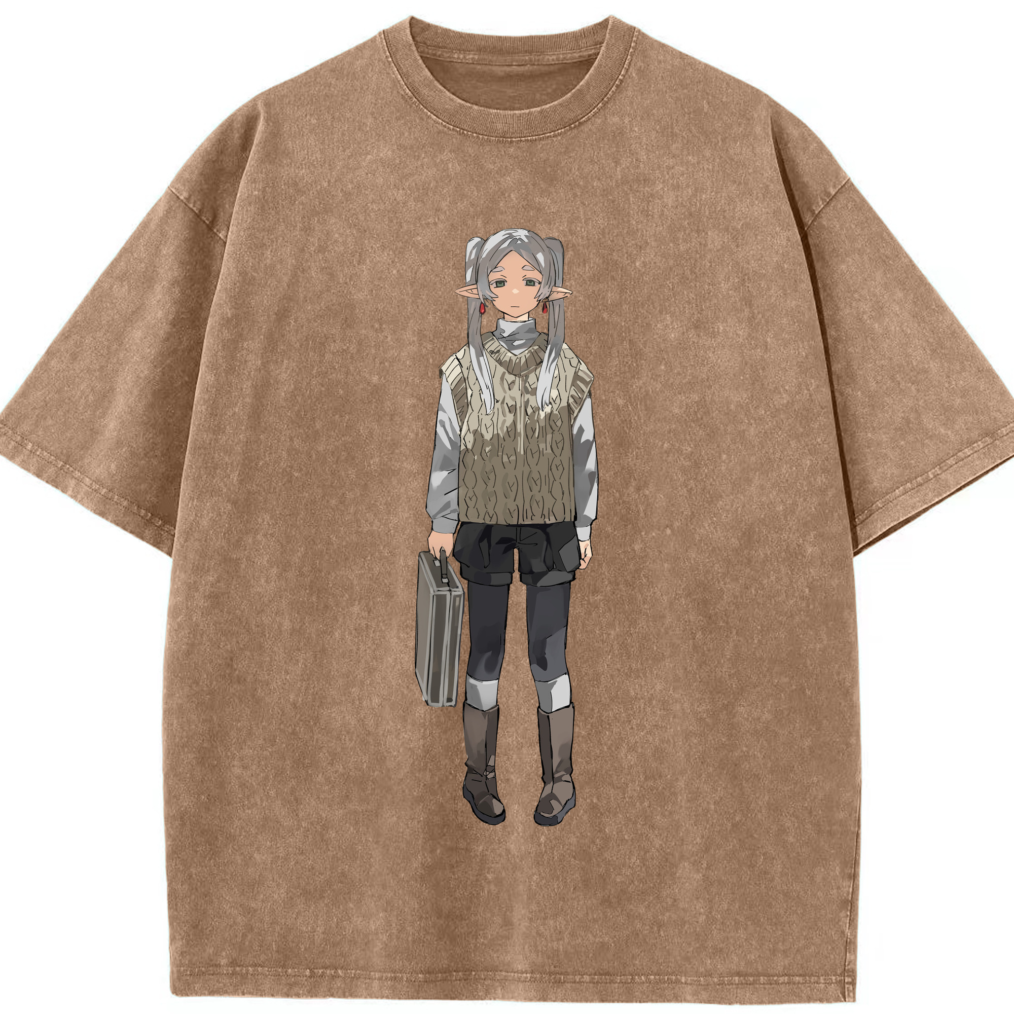（画像用） 葬送のフリーレン Frieren 綿100% ヴィンテージ風 半袖Tシャツ（フロントプリント）