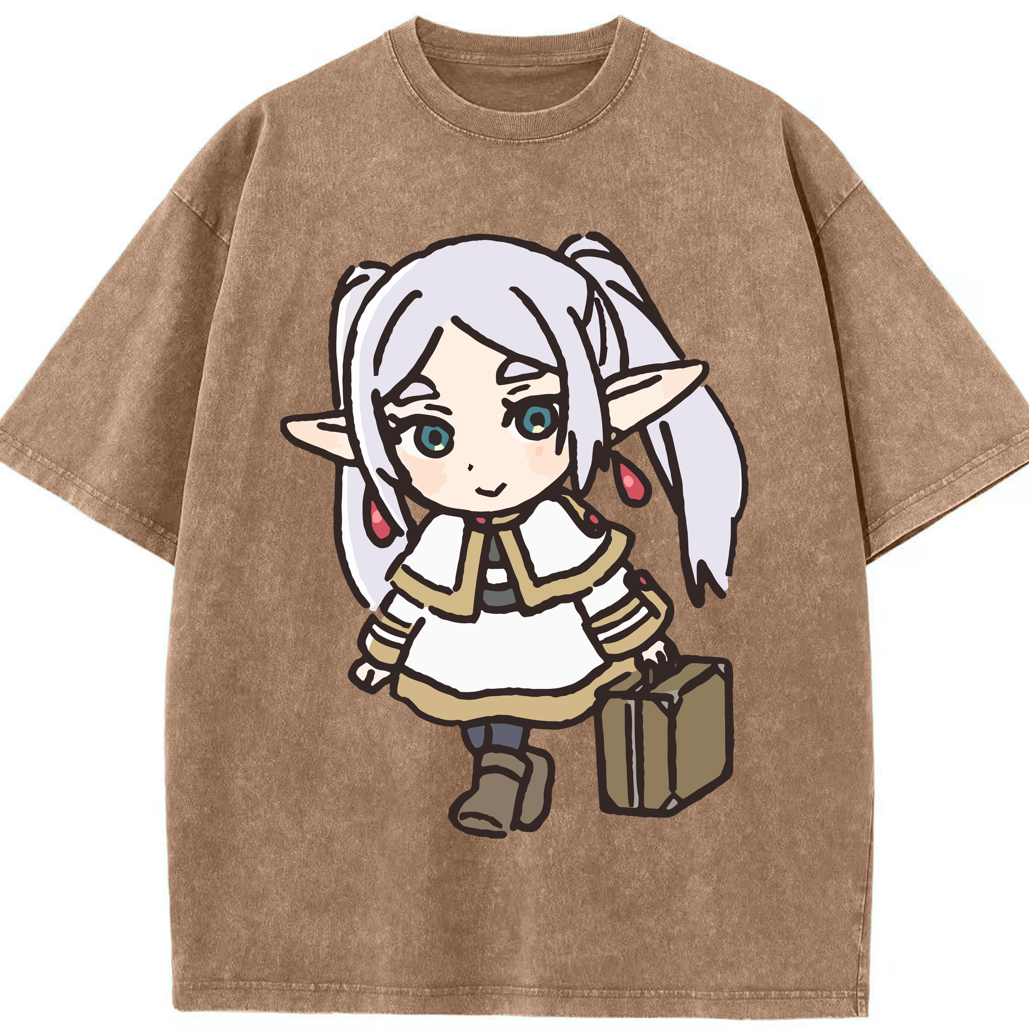 （画像用） 葬送のフリーレン Frieren 綿100% ヴィンテージ風 半袖Tシャツ（フロントプリント）