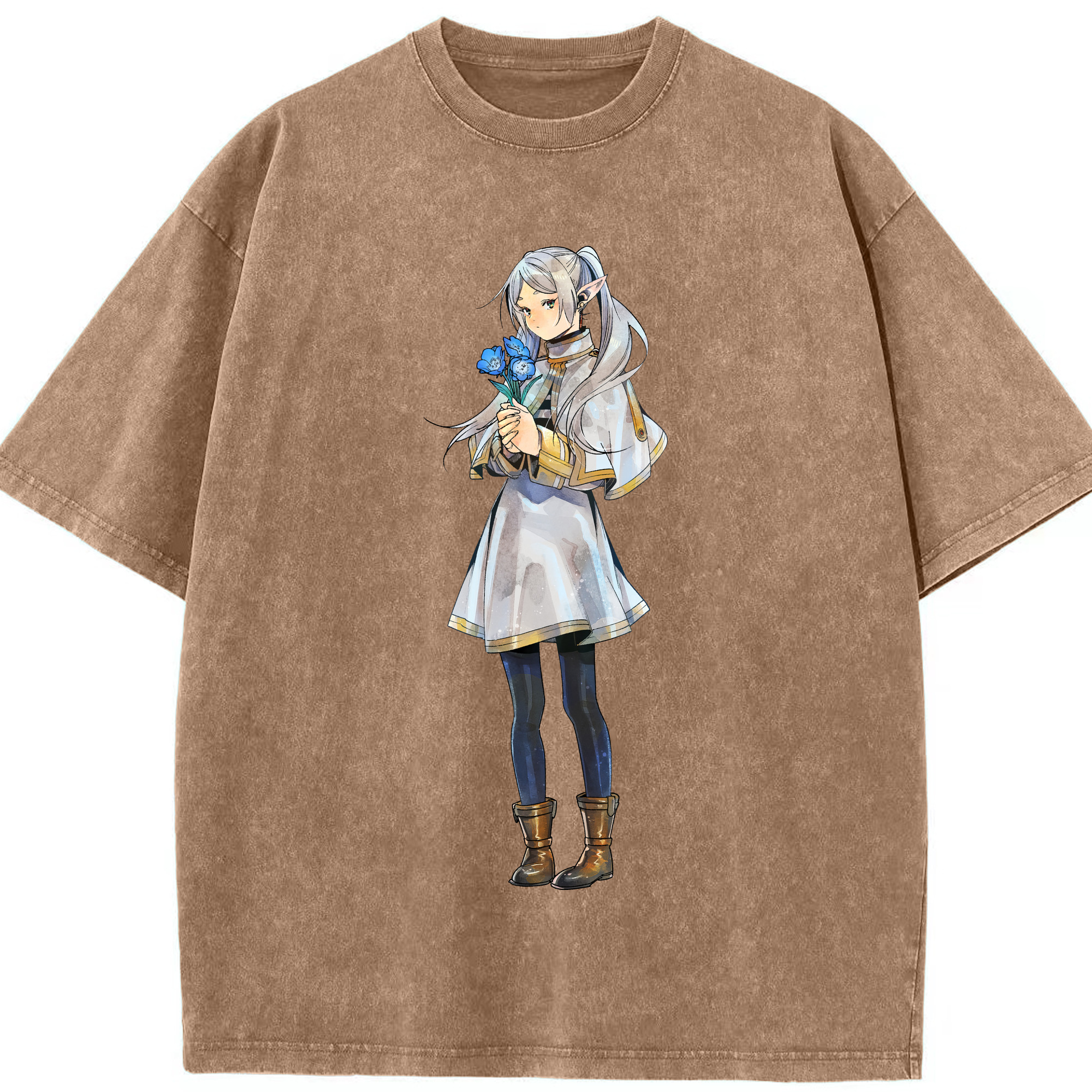 （画像用） 葬送のフリーレン Frieren 綿100% ヴィンテージ風 半袖Tシャツ（フロントプリント）