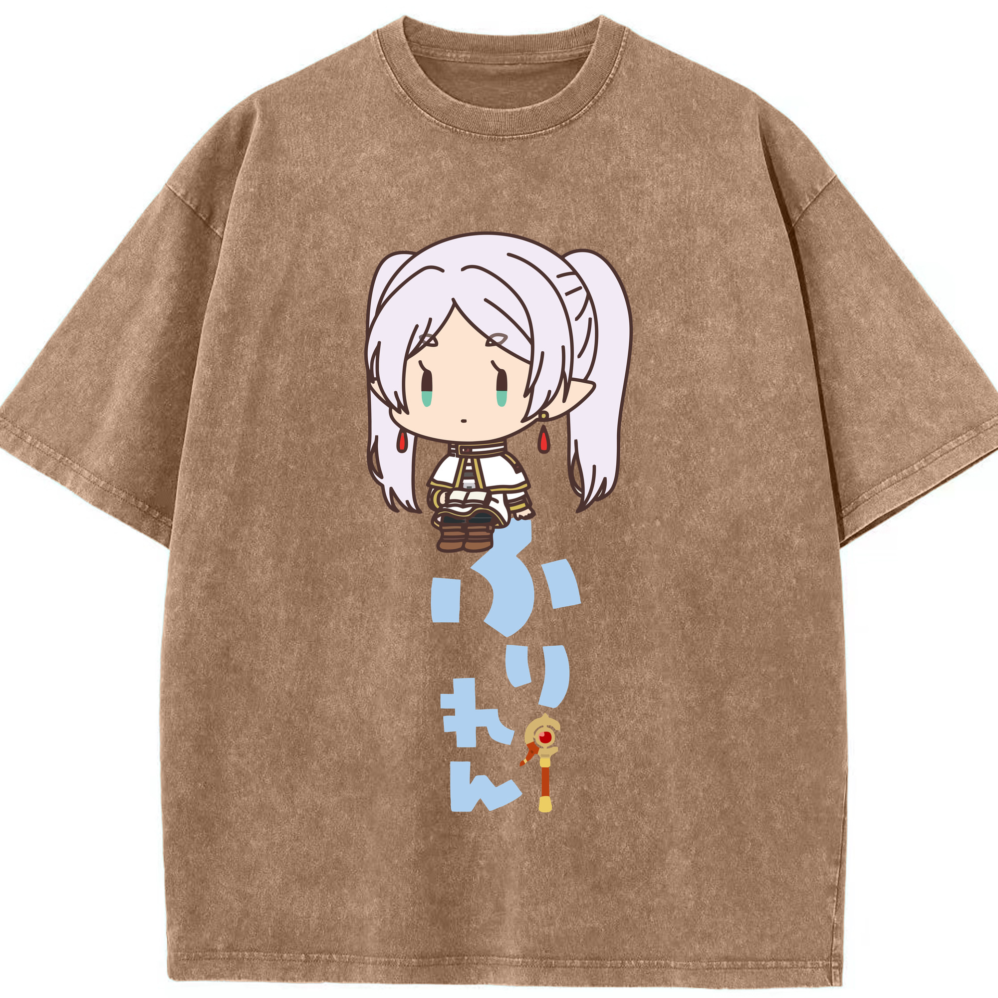 （画像用） 葬送のフリーレン Frieren 綿100% ヴィンテージ風 半袖Tシャツ（フロントプリント）