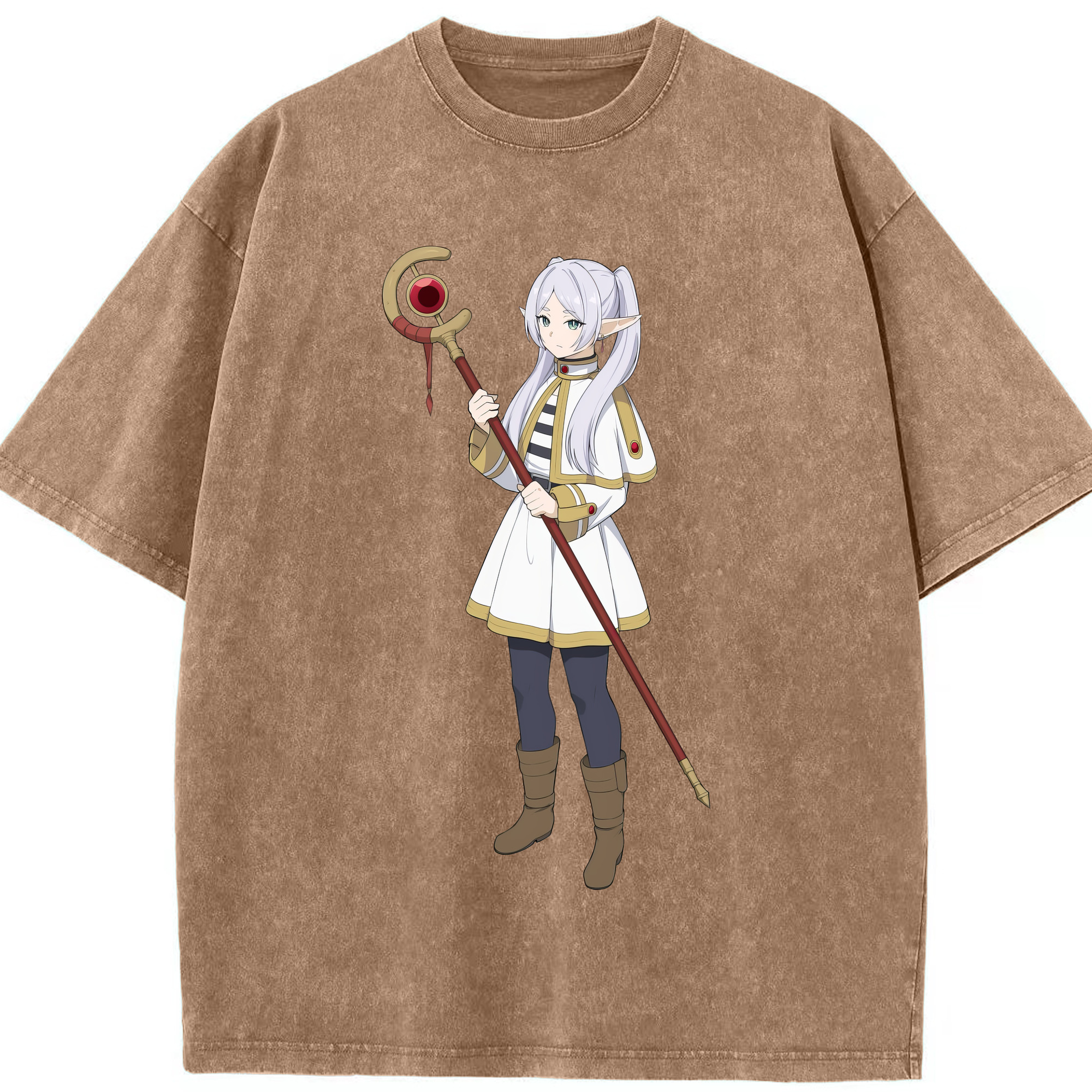 （画像用） 葬送のフリーレン Frieren 綿100% ヴィンテージ風 半袖Tシャツ（フロントプリント）