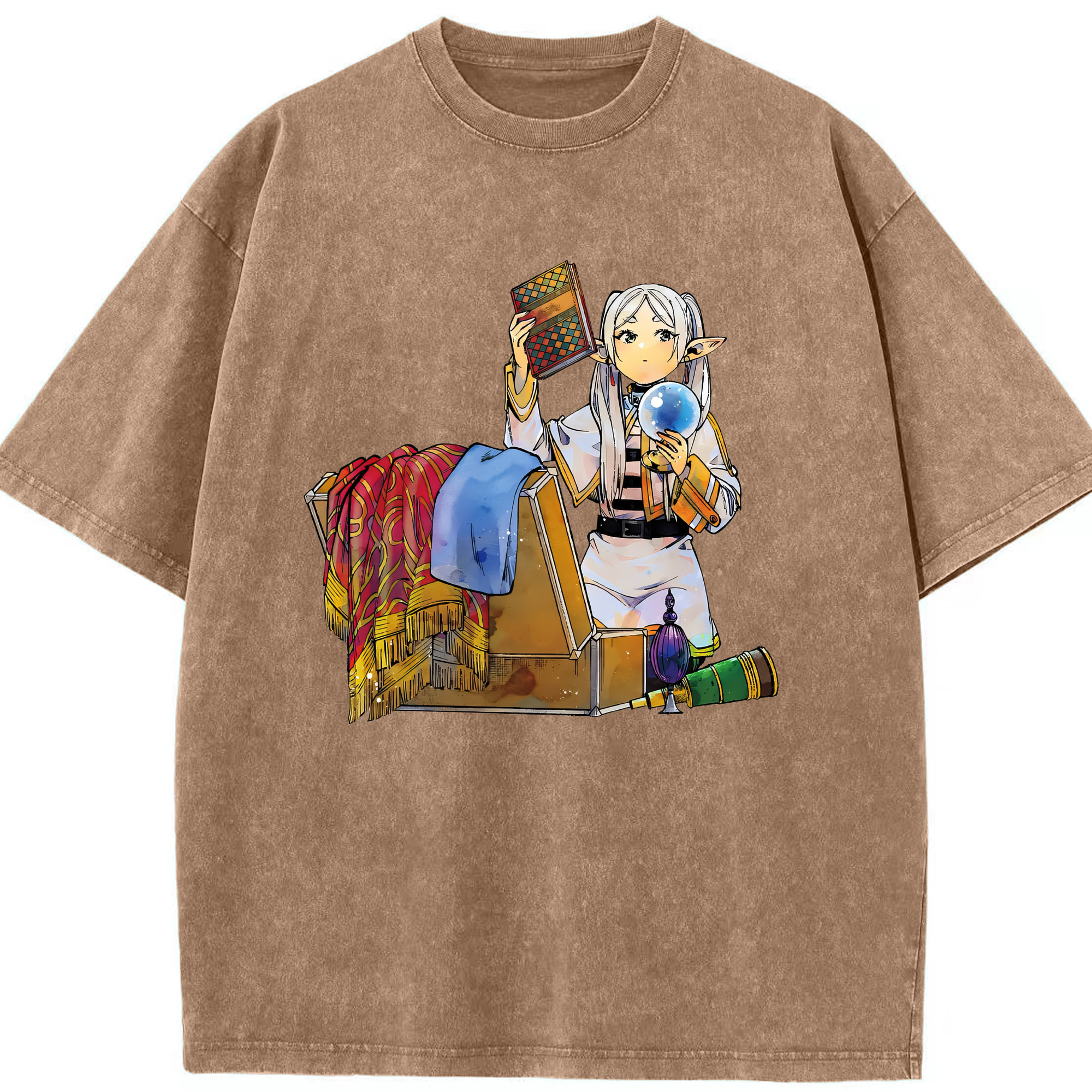 （画像用） 葬送のフリーレン Frieren 綿100% ヴィンテージ風 半袖Tシャツ（フロントプリント）