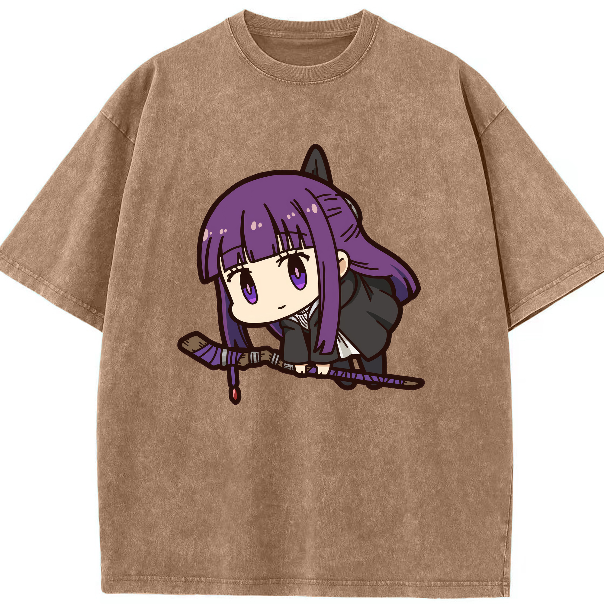 （画像用） 葬送のフリーレン Frieren 綿100% ヴィンテージ風 半袖Tシャツ（フロントプリント）