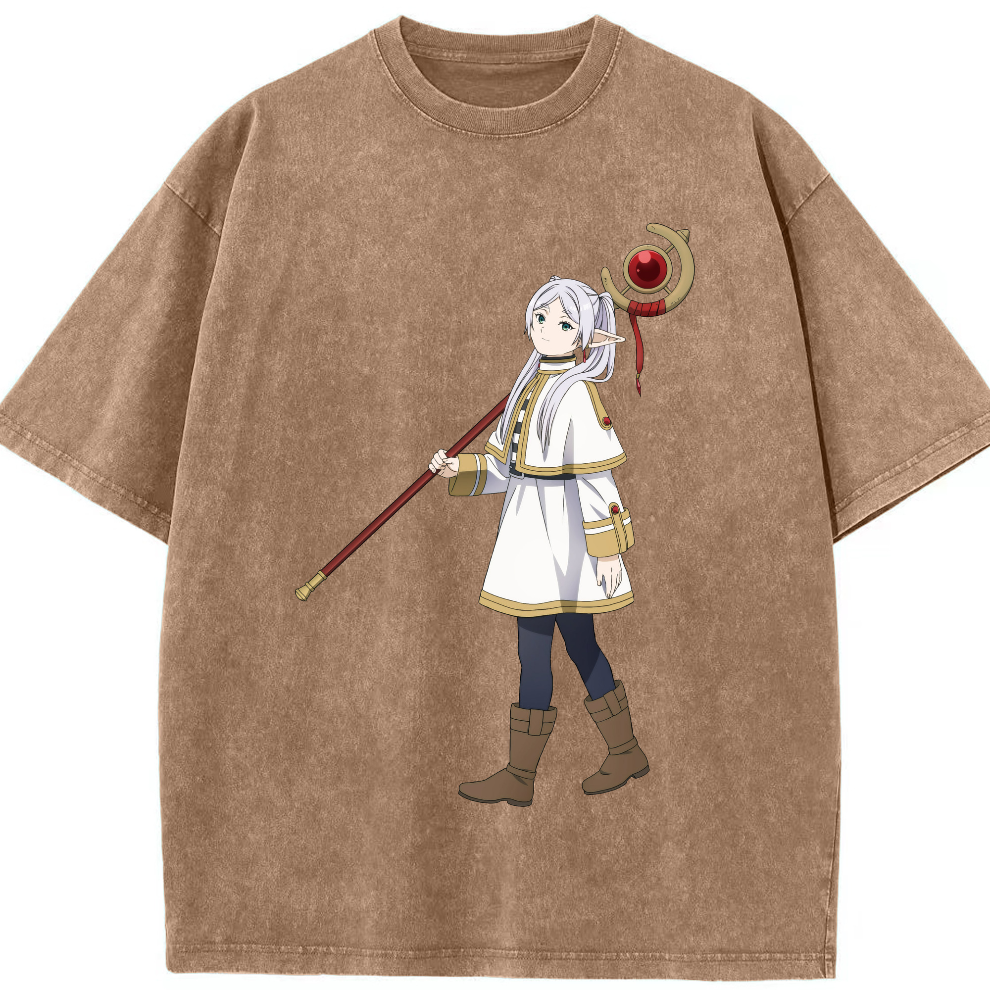 （画像用） 葬送のフリーレン Frieren 綿100% ヴィンテージ風 半袖Tシャツ（フロントプリント）