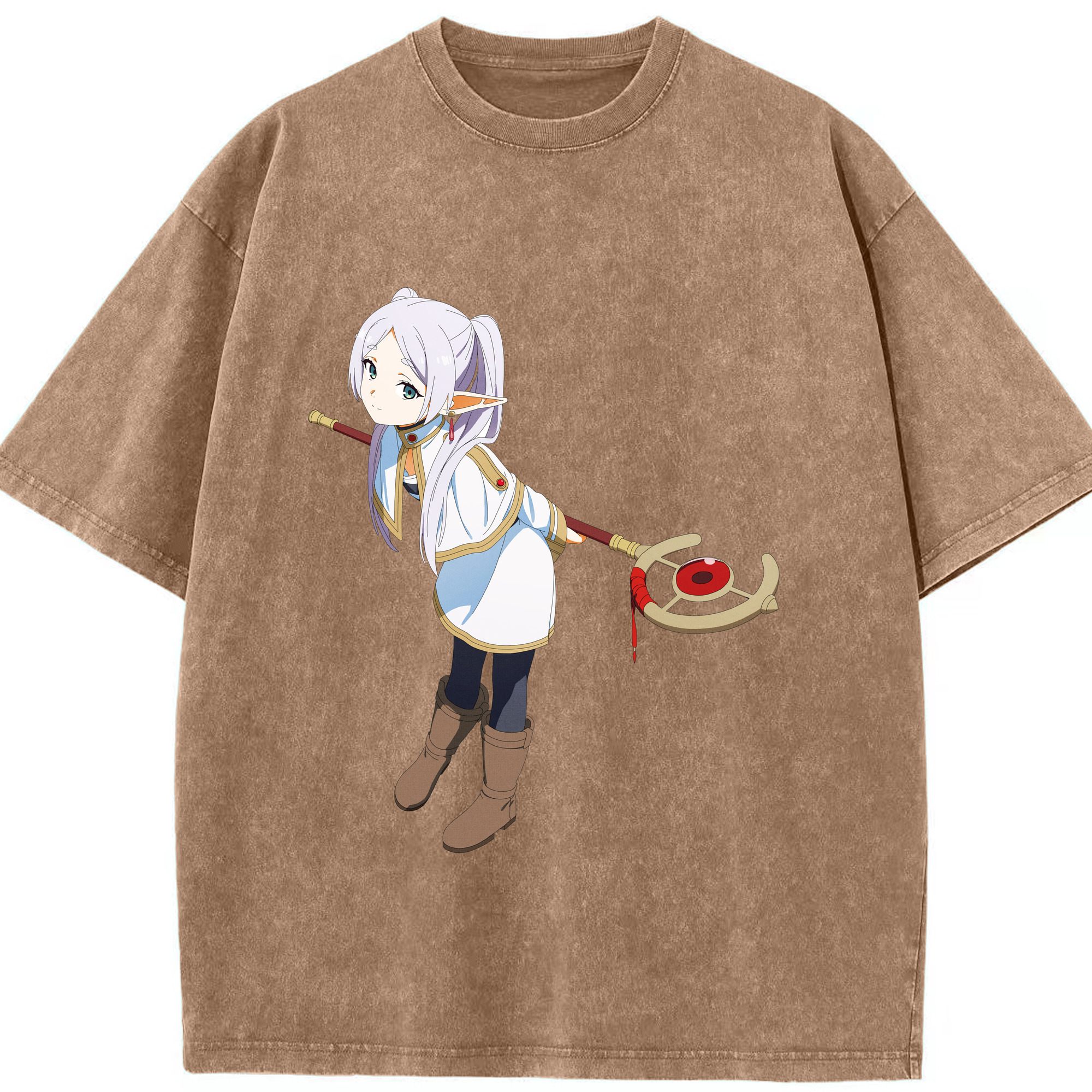 （画像用） 葬送のフリーレン Frieren 綿100% ヴィンテージ風 半袖Tシャツ（フロントプリント）