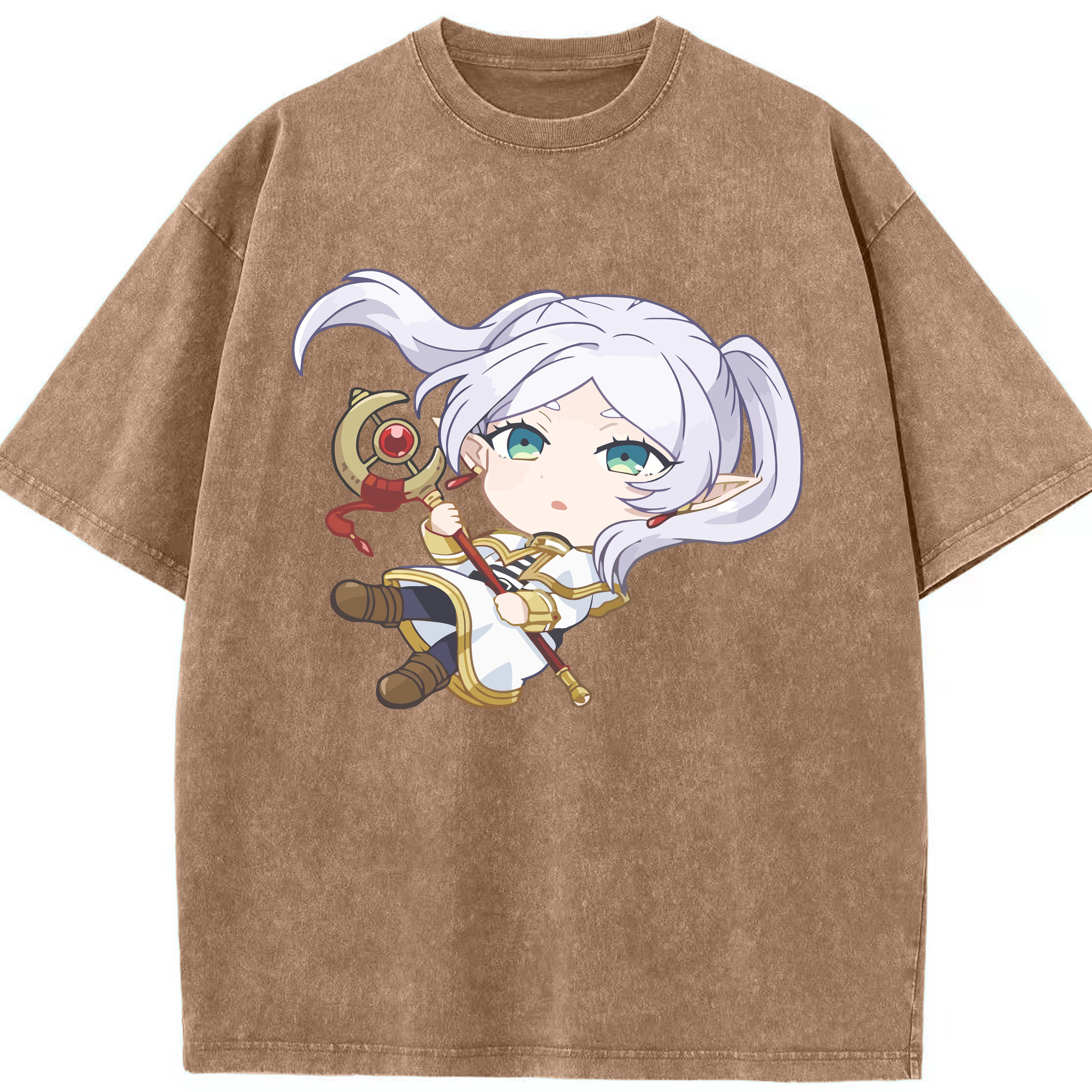 （画像用） 葬送のフリーレン Frieren 綿100% ヴィンテージ風 半袖Tシャツ（フロントプリント）