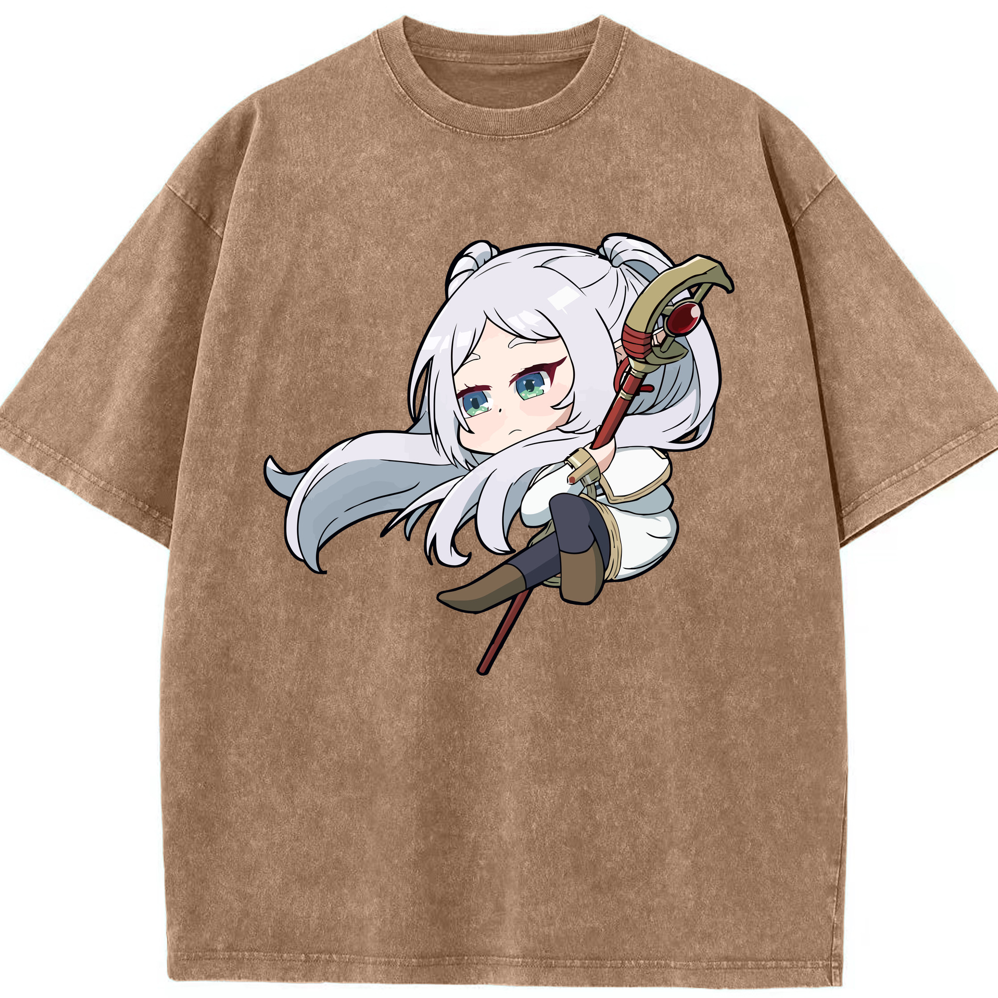 （画像用） 葬送のフリーレン Frieren 綿100% ヴィンテージ風 半袖Tシャツ（フロントプリント）