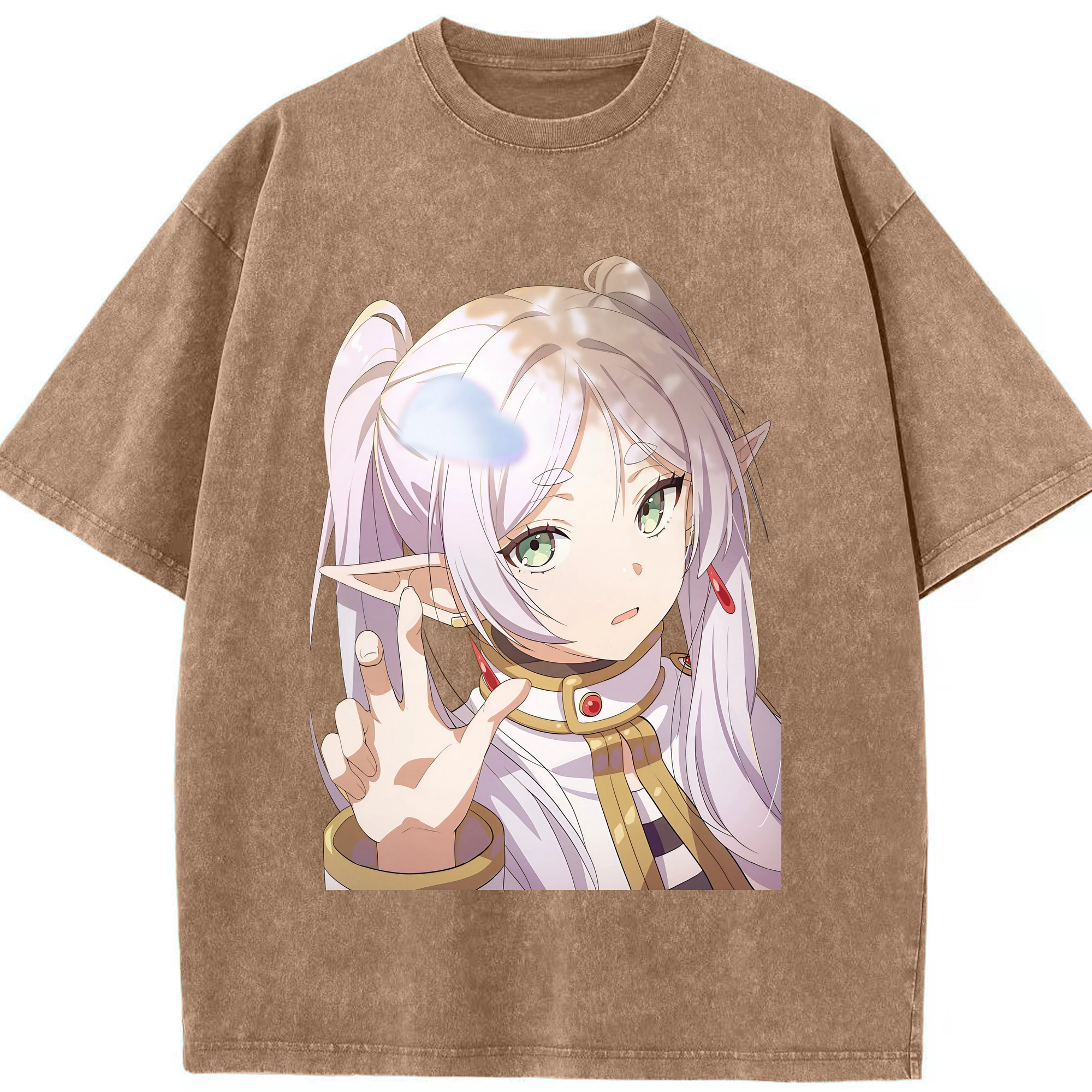 （画像用） 葬送のフリーレン Frieren 綿100% ヴィンテージ風 半袖Tシャツ（フロントプリント）