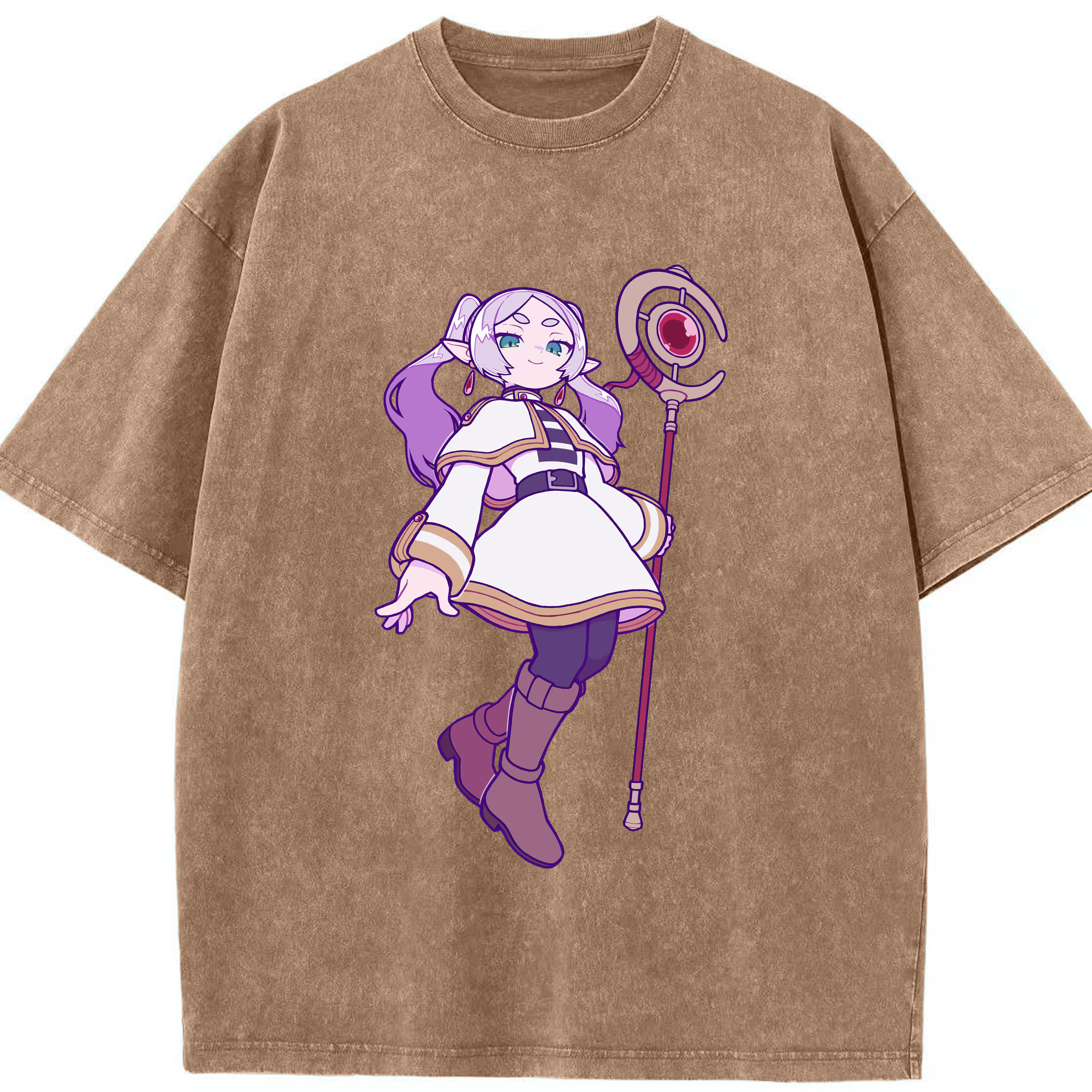 （画像用） 葬送のフリーレン Frieren 綿100% ヴィンテージ風 半袖Tシャツ（フロントプリント）