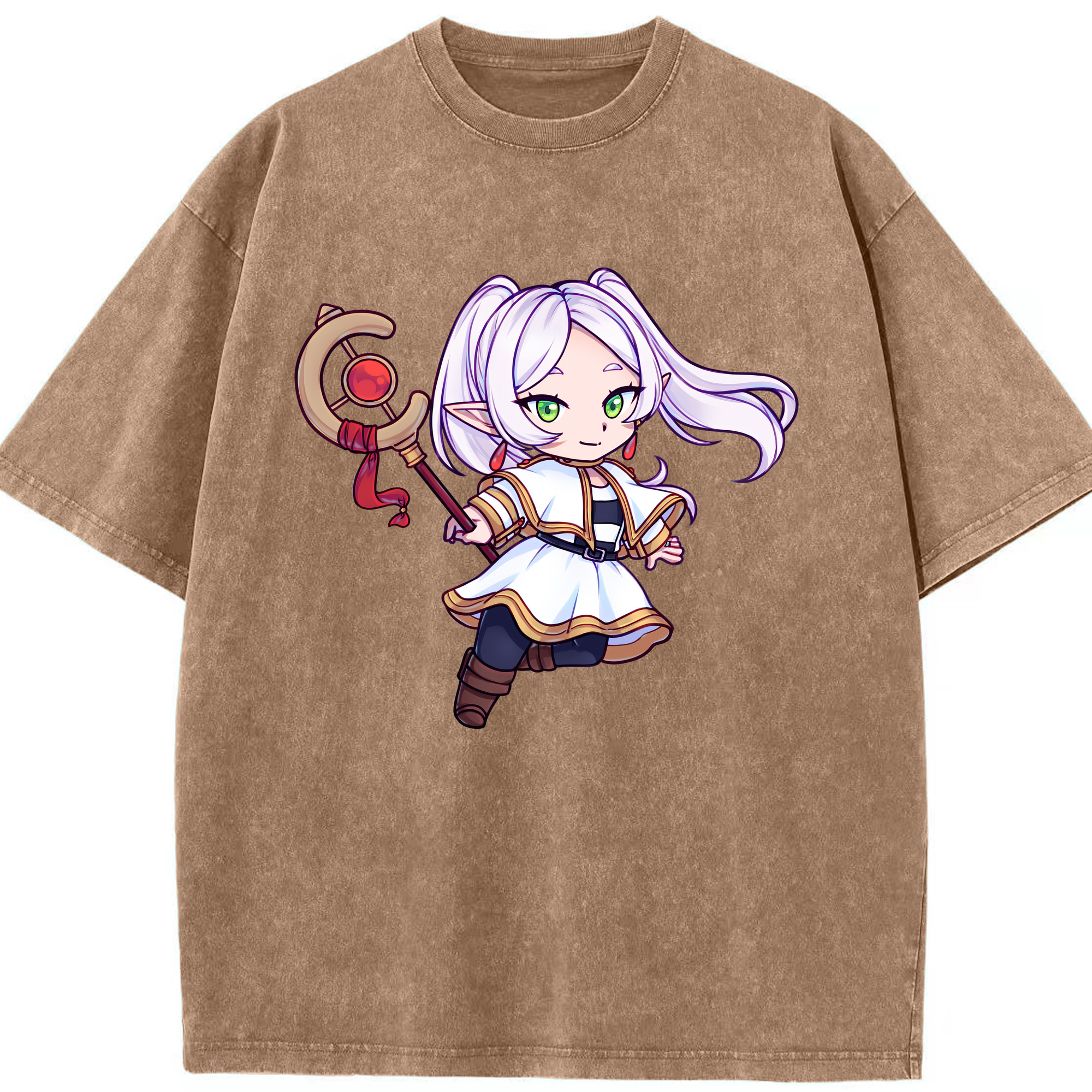 （画像用） 葬送のフリーレン Frieren 綿100% ヴィンテージ風 半袖Tシャツ（フロントプリント）