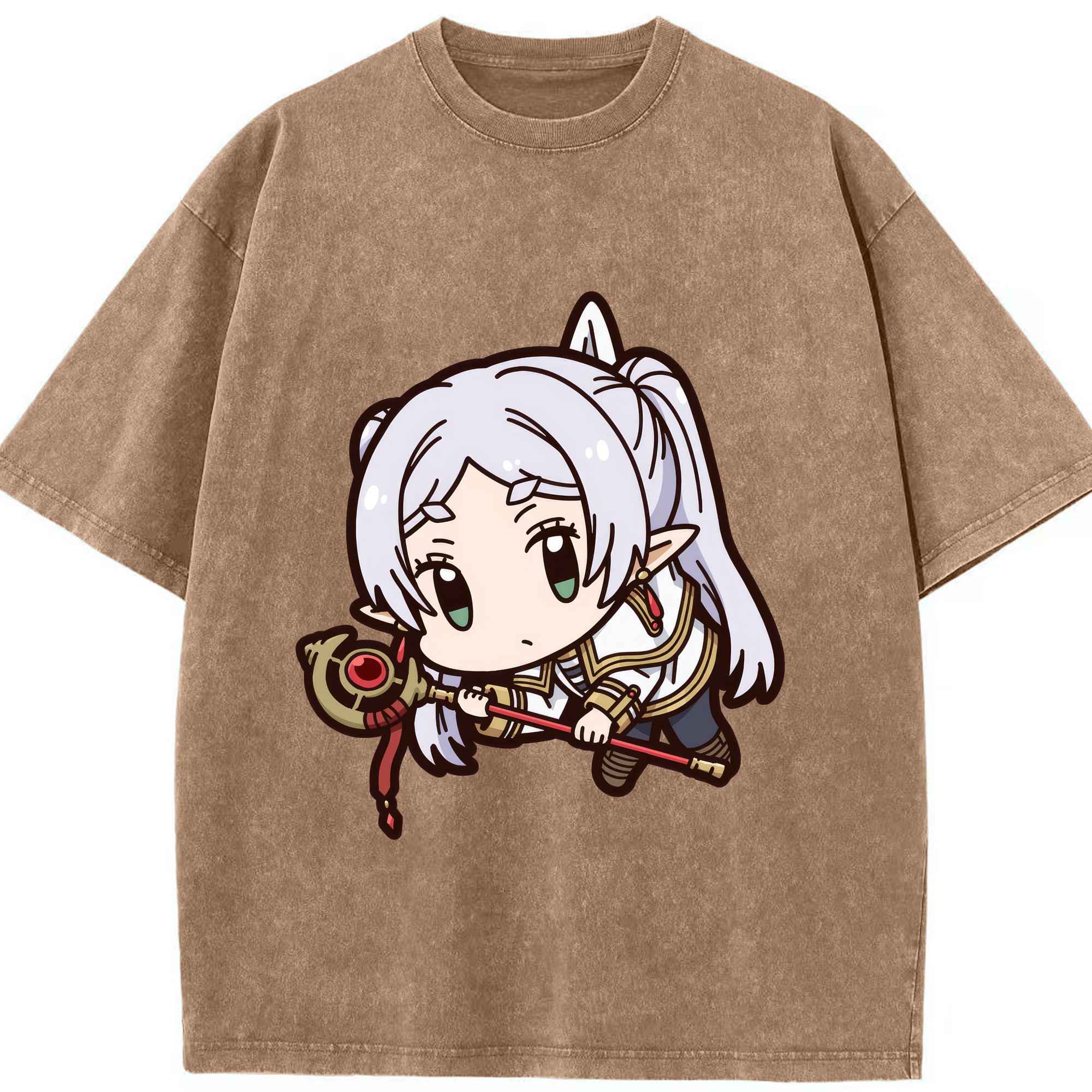（画像用） 葬送のフリーレン Frieren 綿100% ヴィンテージ風 半袖Tシャツ（フロントプリント）