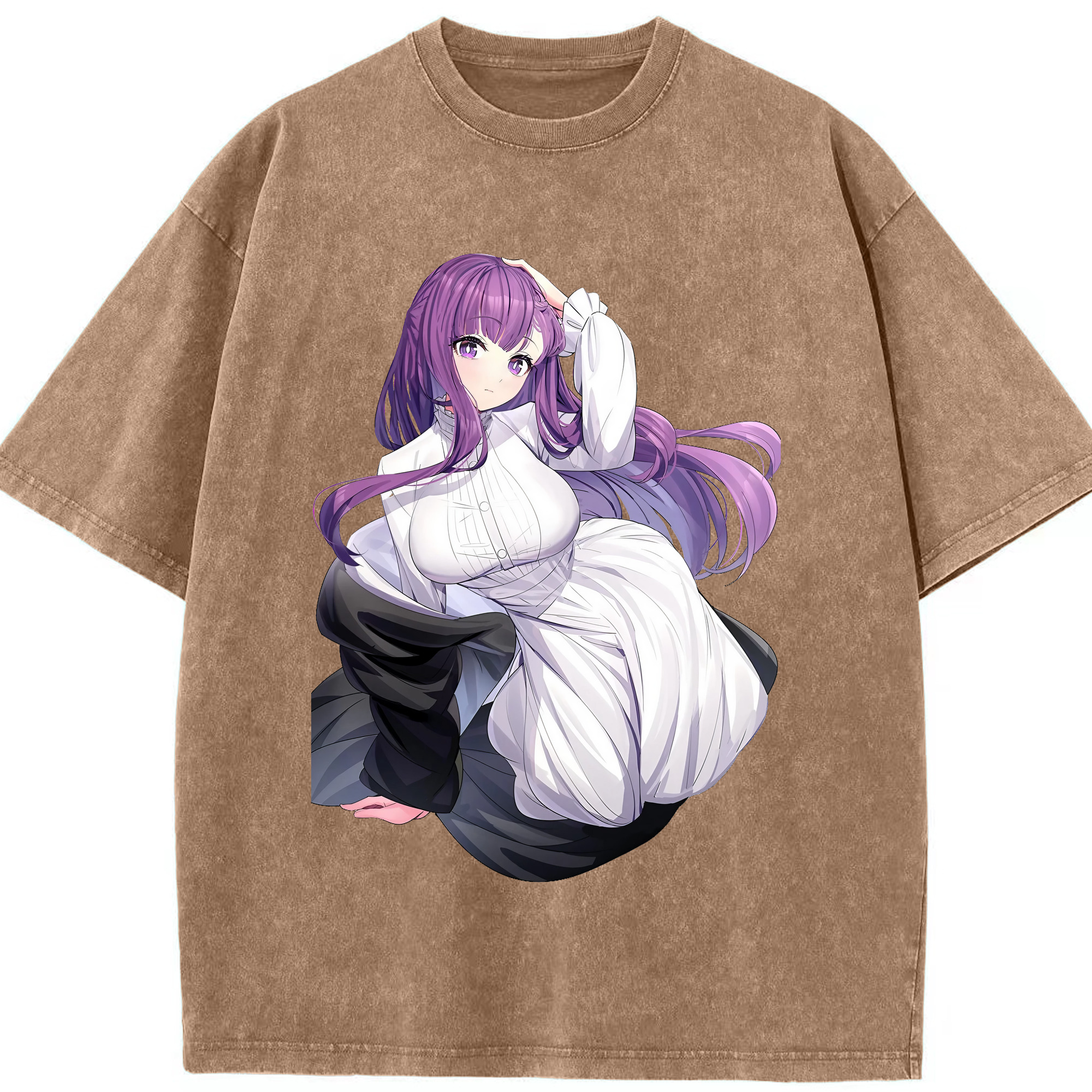 （画像用） 葬送のフリーレン Frieren 綿100% ヴィンテージ風 半袖Tシャツ（フロントプリント）