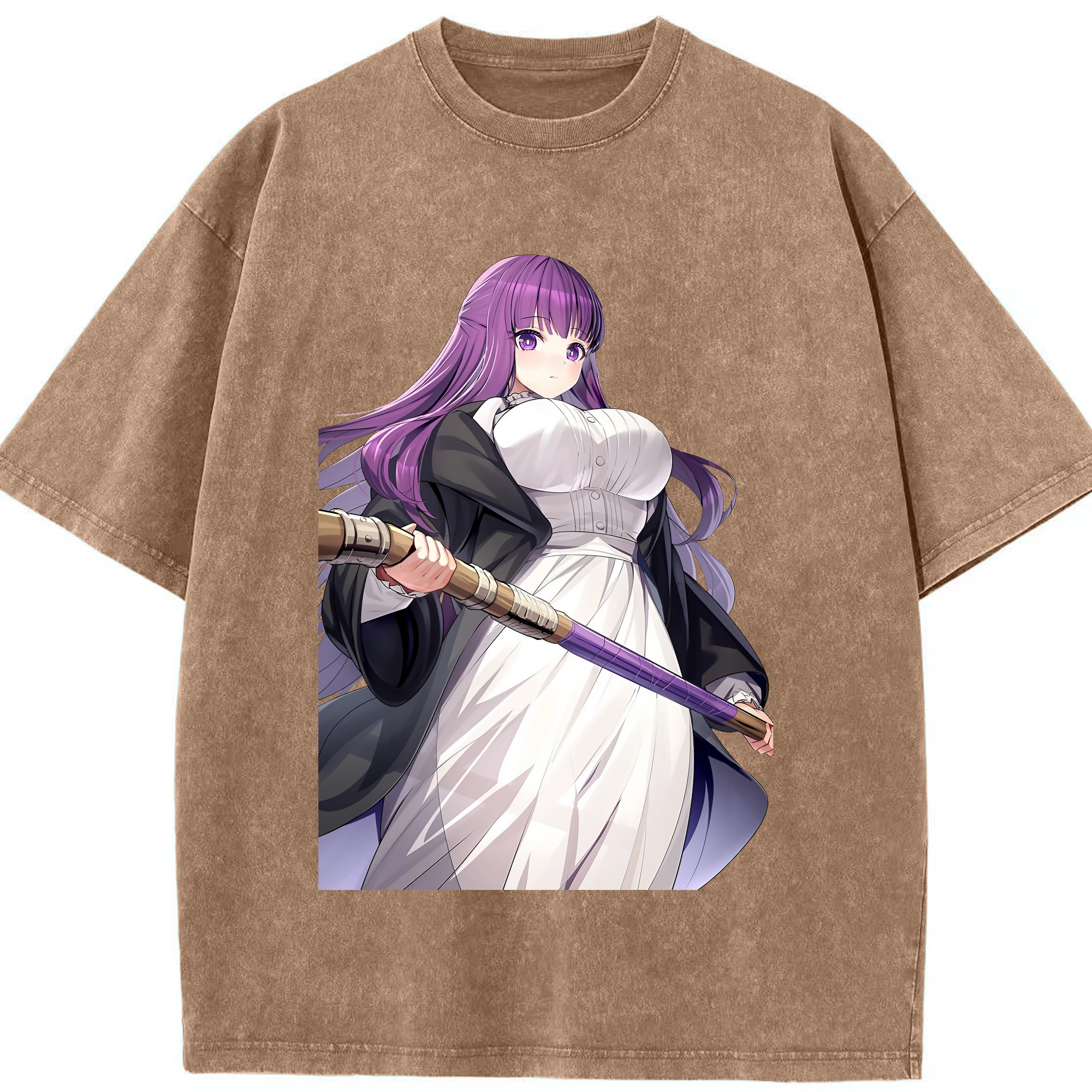 （画像用） 葬送のフリーレン Frieren 綿100% ヴィンテージ風 半袖Tシャツ（フロントプリント）