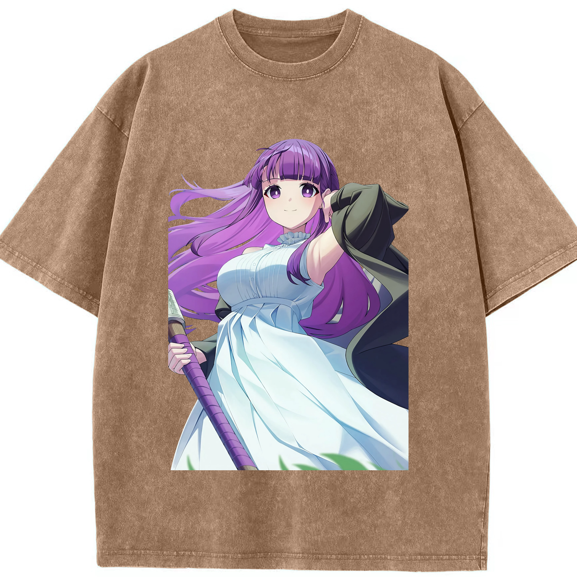 （画像用） 葬送のフリーレン Frieren 綿100% ヴィンテージ風 半袖Tシャツ（フロントプリント）
