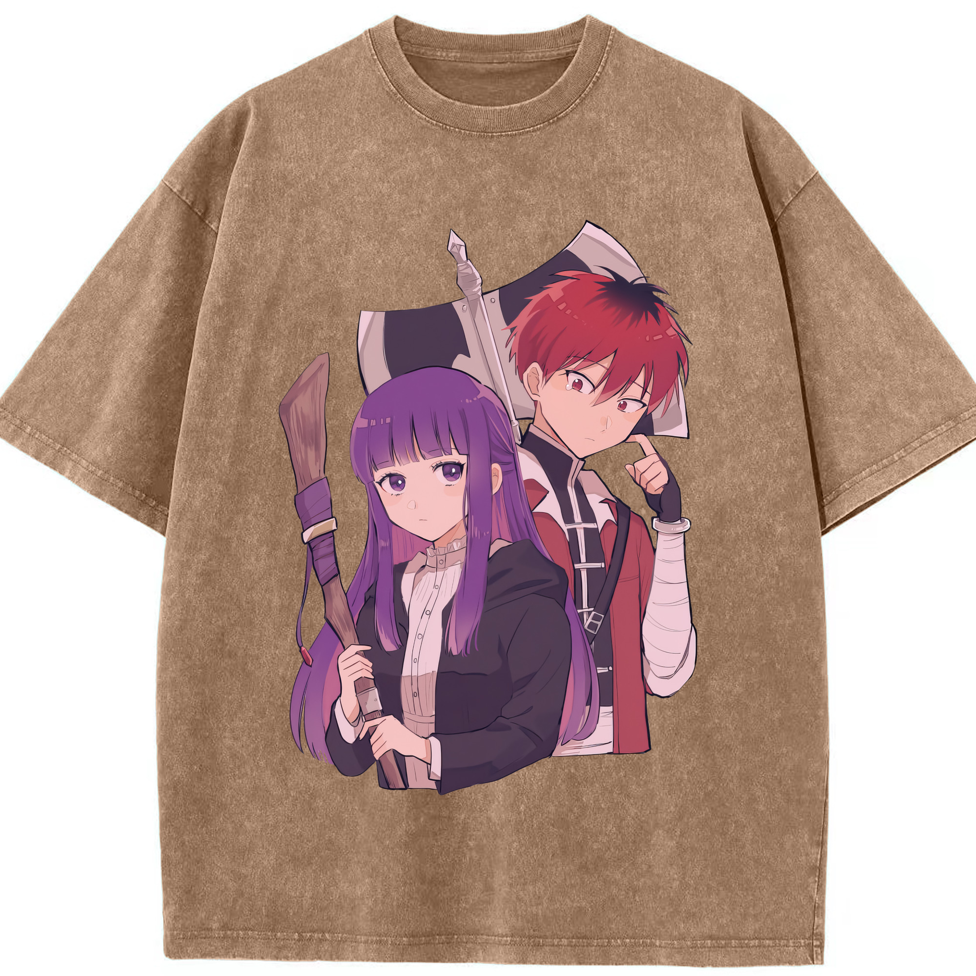 （画像用） 葬送のフリーレン Frieren 綿100% ヴィンテージ風 半袖Tシャツ（フロントプリント）