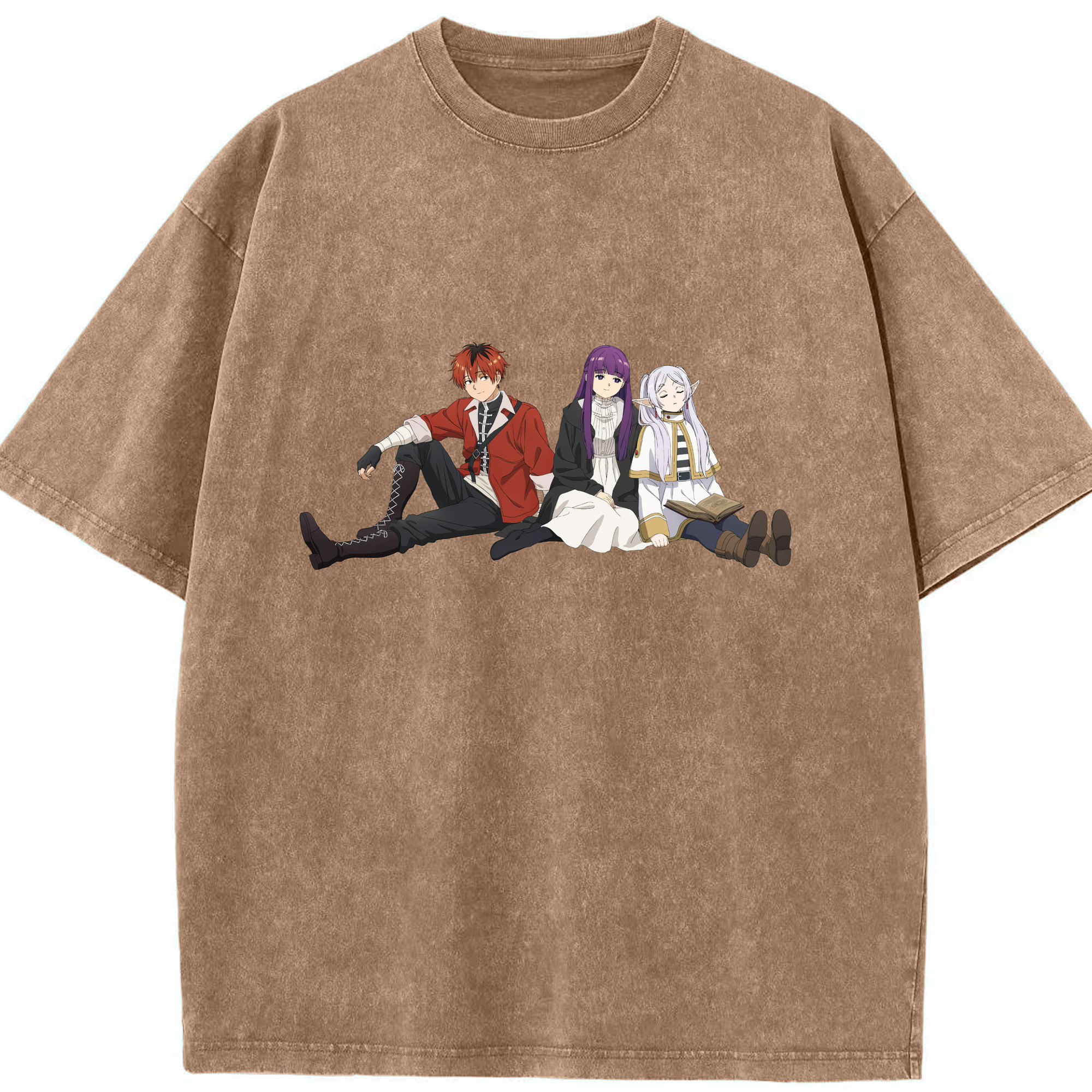 （画像用） 葬送のフリーレン Frieren 綿100% ヴィンテージ風 半袖Tシャツ（フロントプリント）