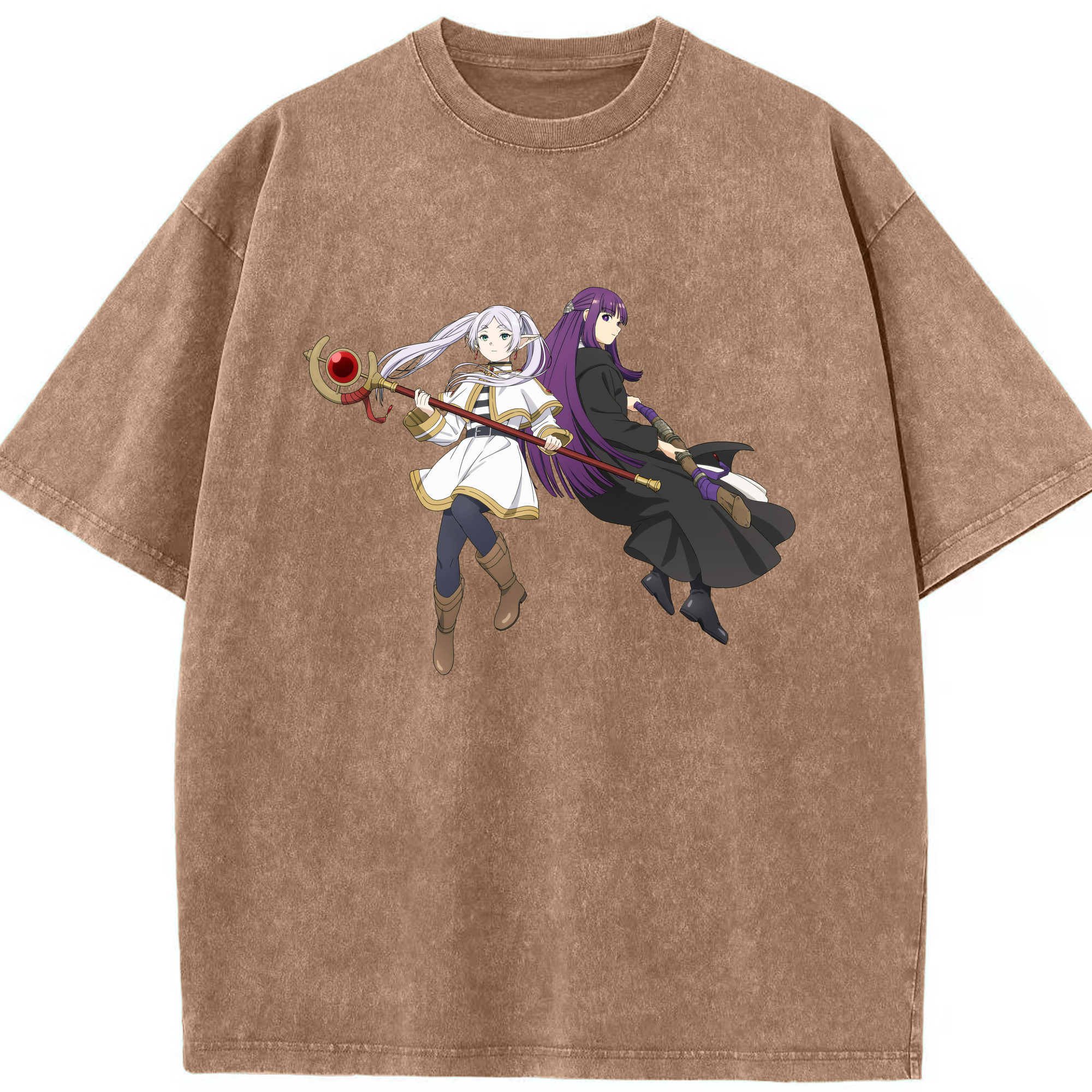 （画像用） 葬送のフリーレン Frieren 綿100% ヴィンテージ風 半袖Tシャツ（フロントプリント）