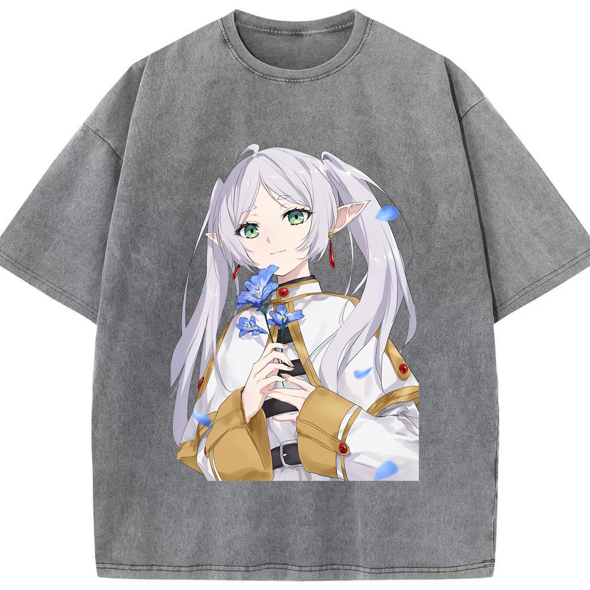 （画像用） 葬送のフリーレン Frieren 綿100% ヴィンテージ風 半袖Tシャツ（フロントプリント）